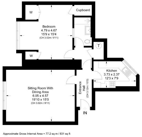 Floorplan of 1 bedroom Flat for sale, The Leas, Folkestone, Kent, CT20
