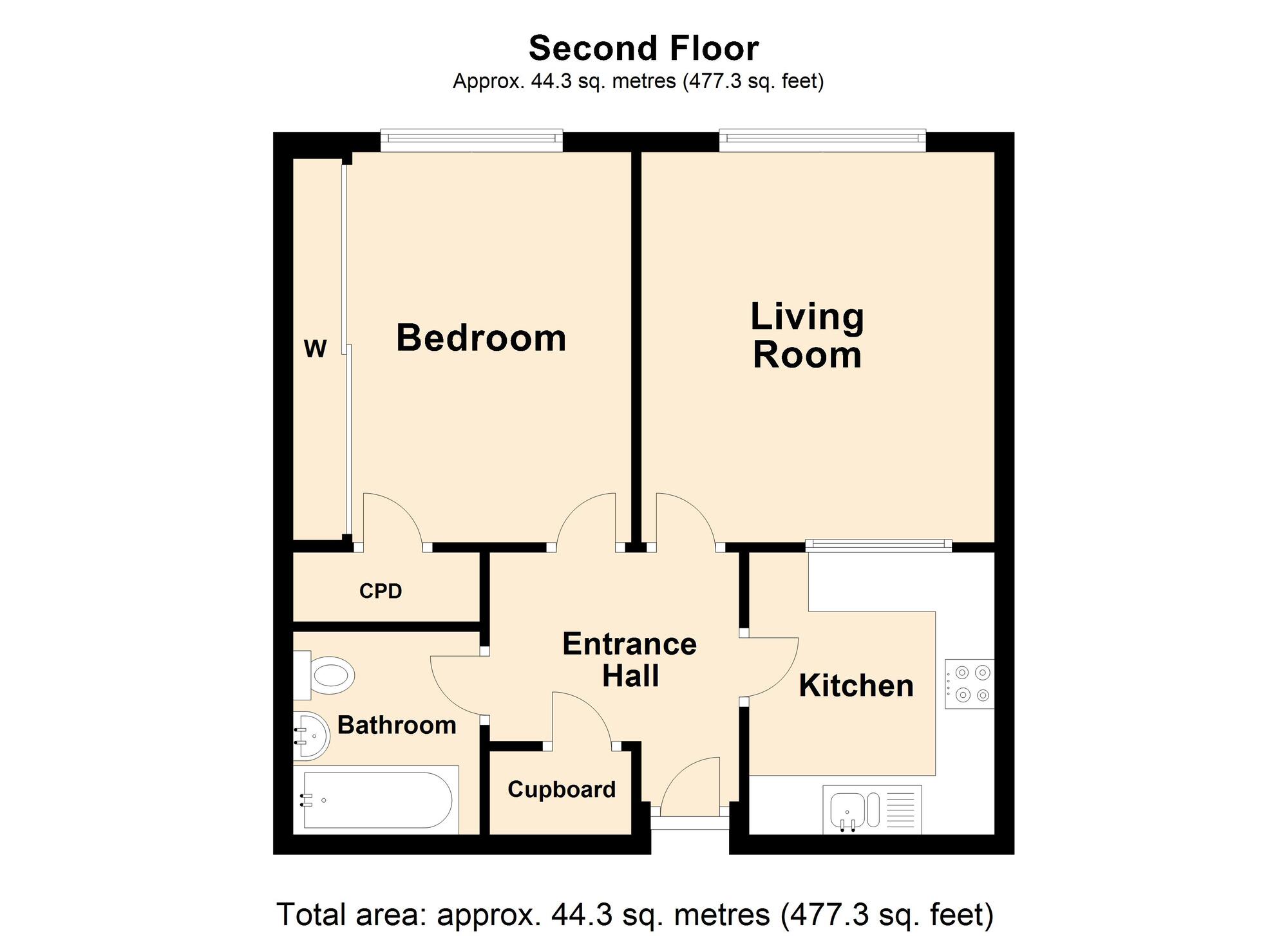 Floorplan of 1 bedroom Flat for sale, The Leas, Folkestone, Kent, CT20