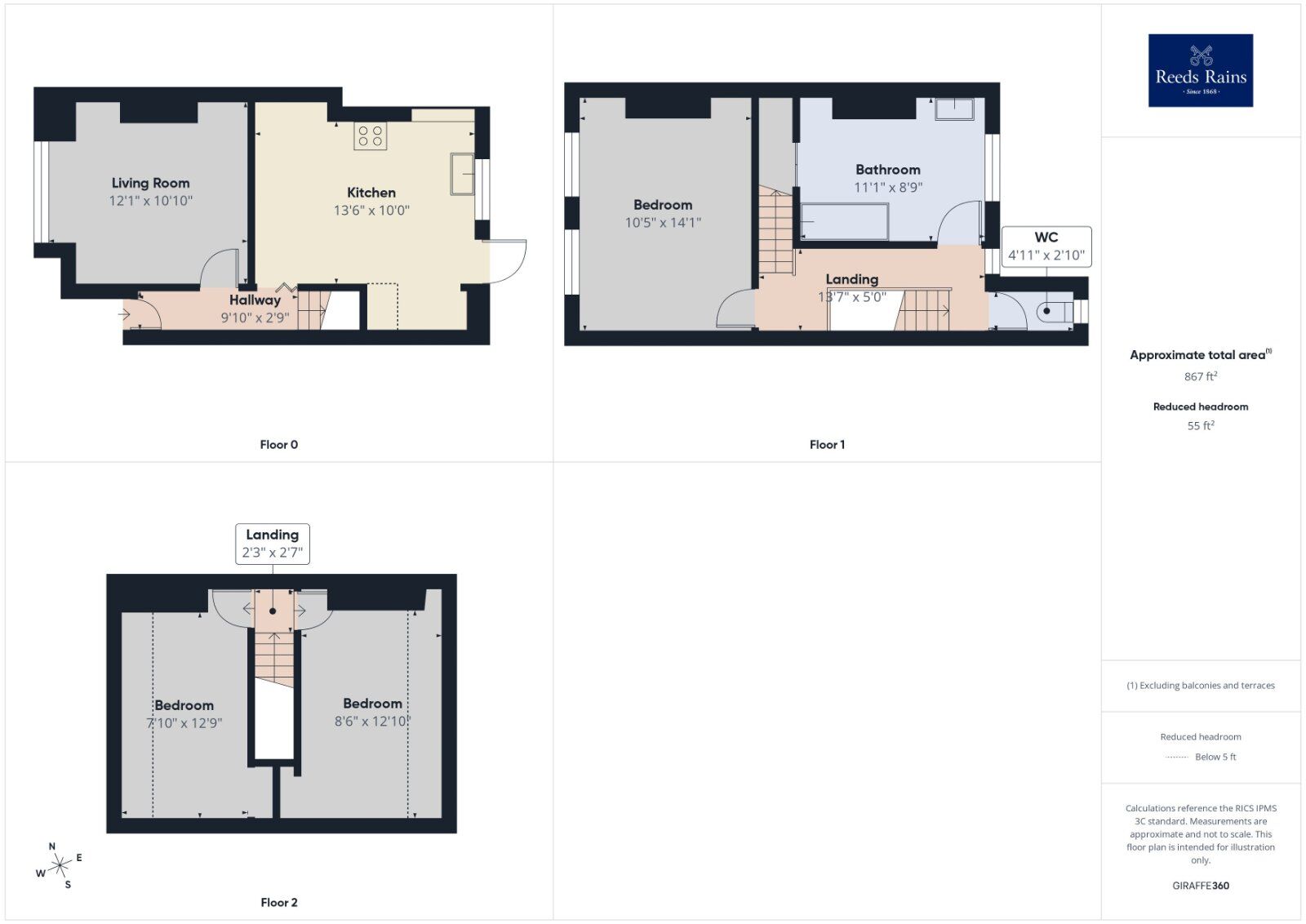 Floorplan of 3 bedroom Mid Terrace House for sale, Thanet Gardens, Folkestone, Kent, CT19