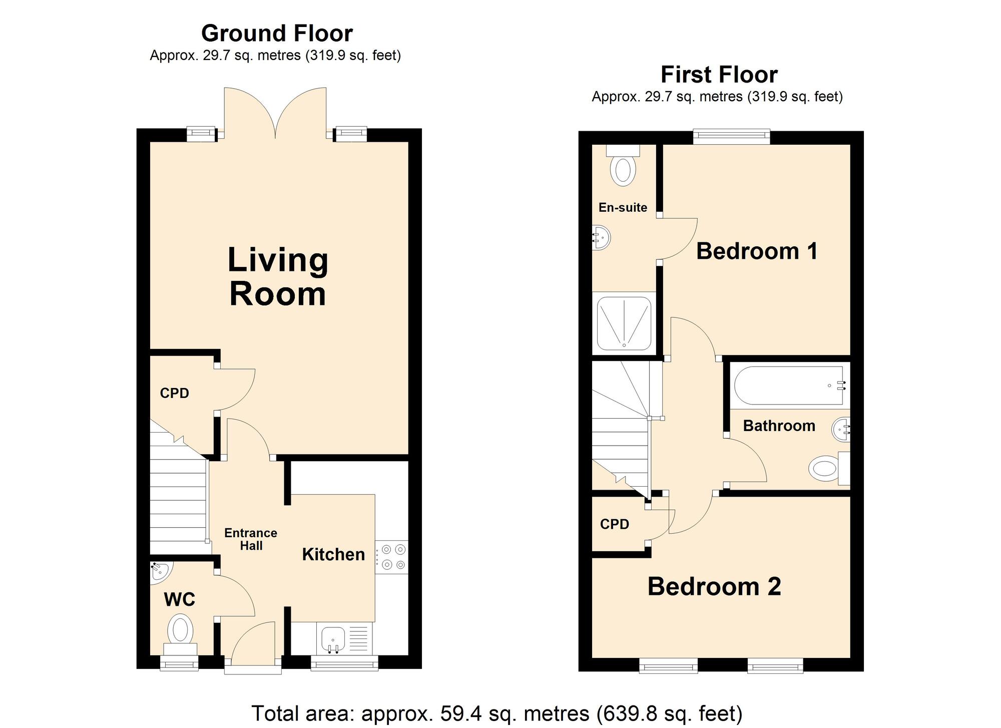 Floorplan of 2 bedroom Mid Terrace House for sale, Moggridge Close, Folkestone, Kent, CT20
