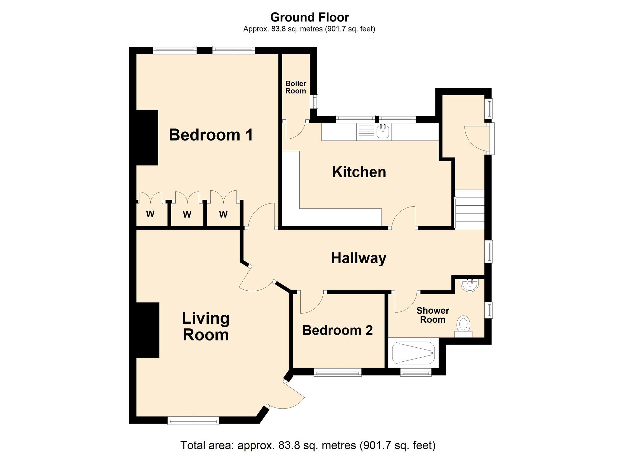 Floorplan of 2 bedroom Flat for sale, Castle Hill Avenue, Folkestone, Kent, CT20