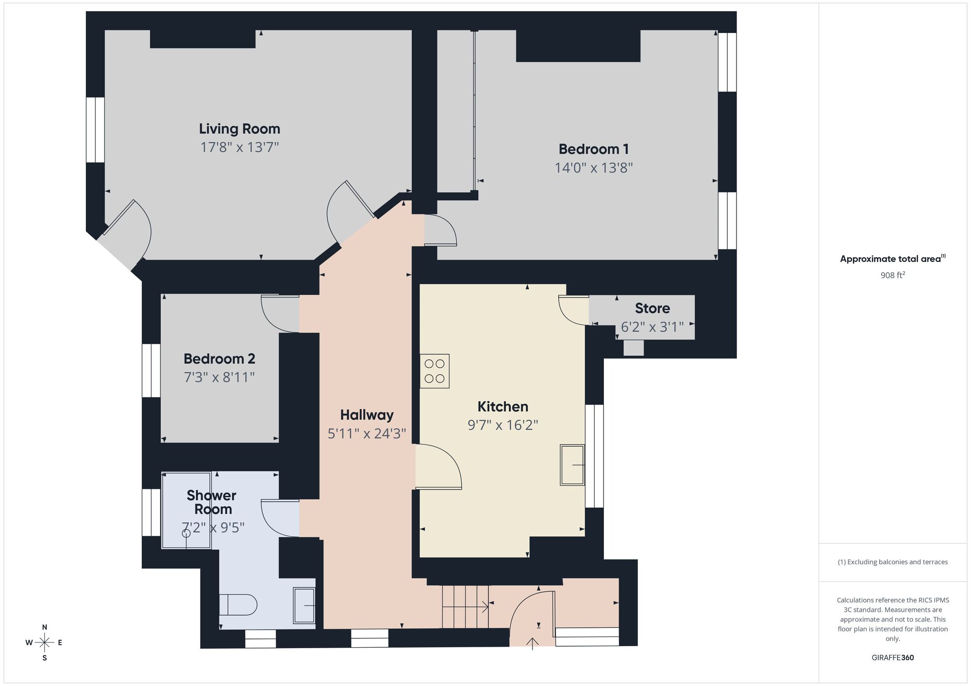 Floorplan of 2 bedroom Flat for sale, Castle Hill Avenue, Folkestone, Kent, CT20