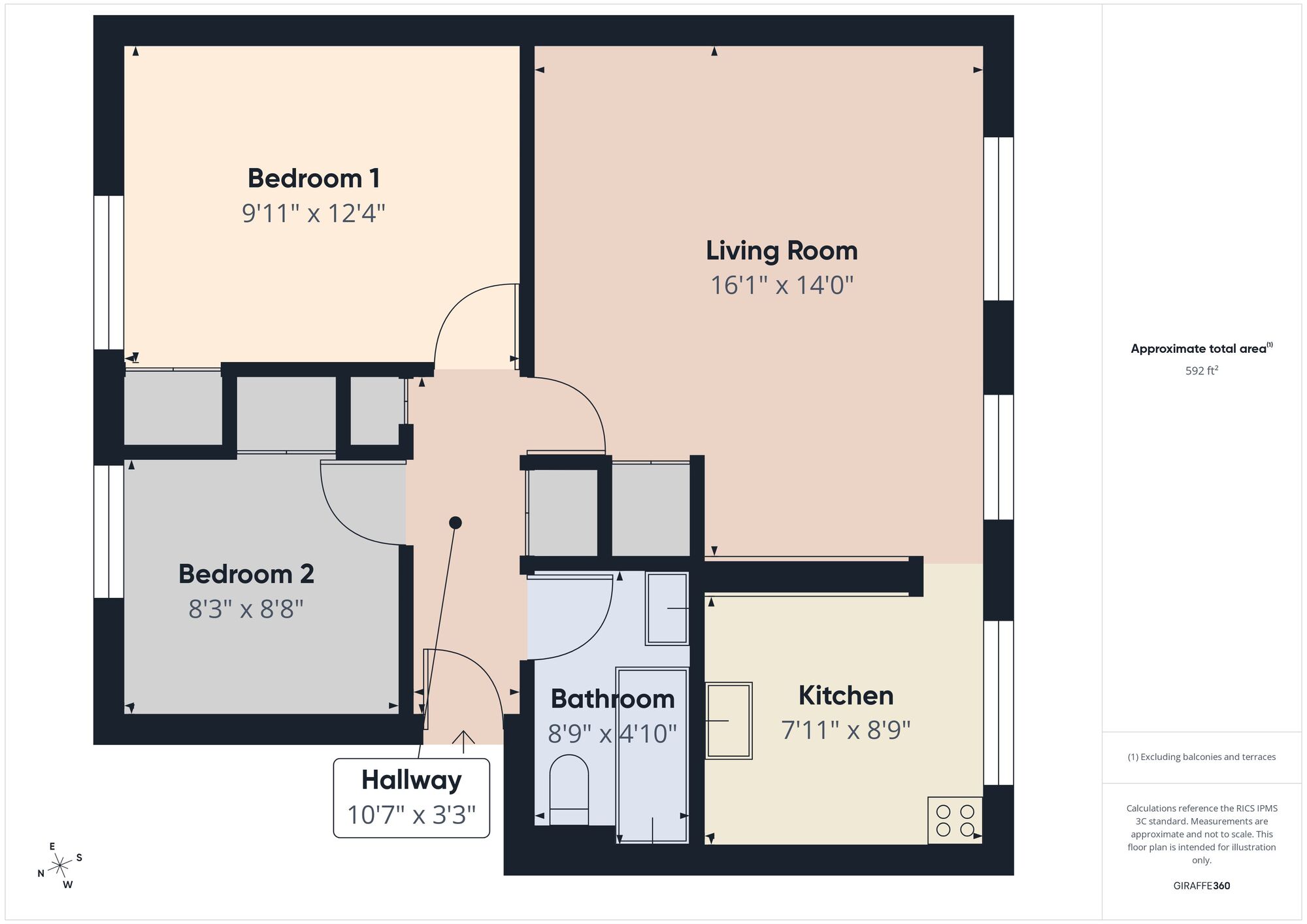 Floorplan of 2 bedroom Flat for sale, Holywell Avenue, Folkestone, Kent, CT19