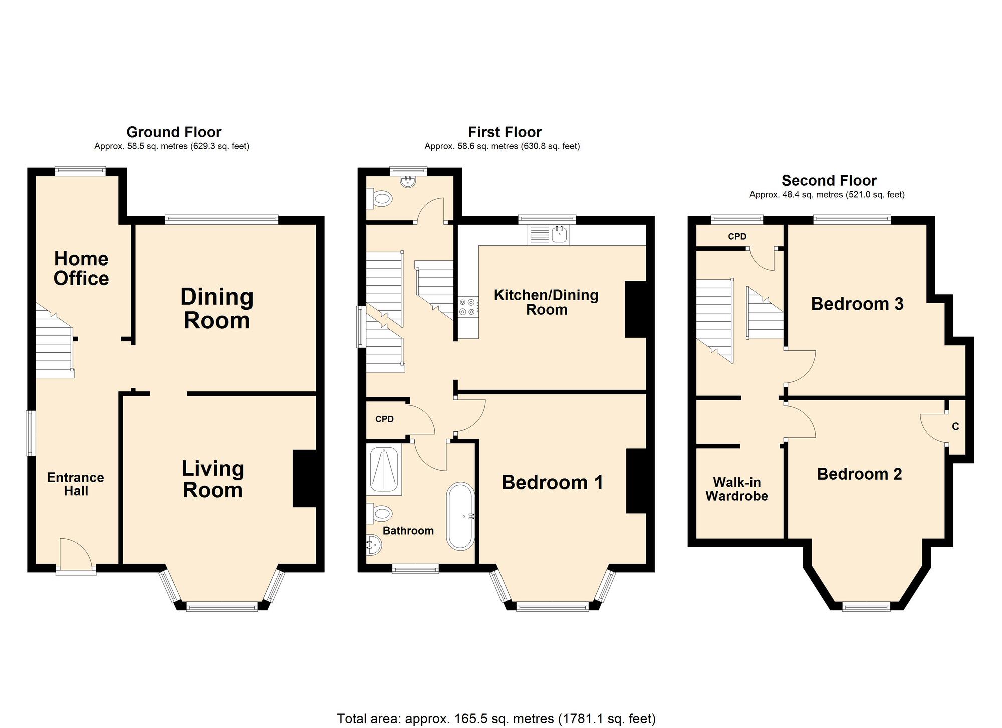 Floorplan of 3 bedroom Flat for sale, Connaught Road, Folkestone, Kent, CT20