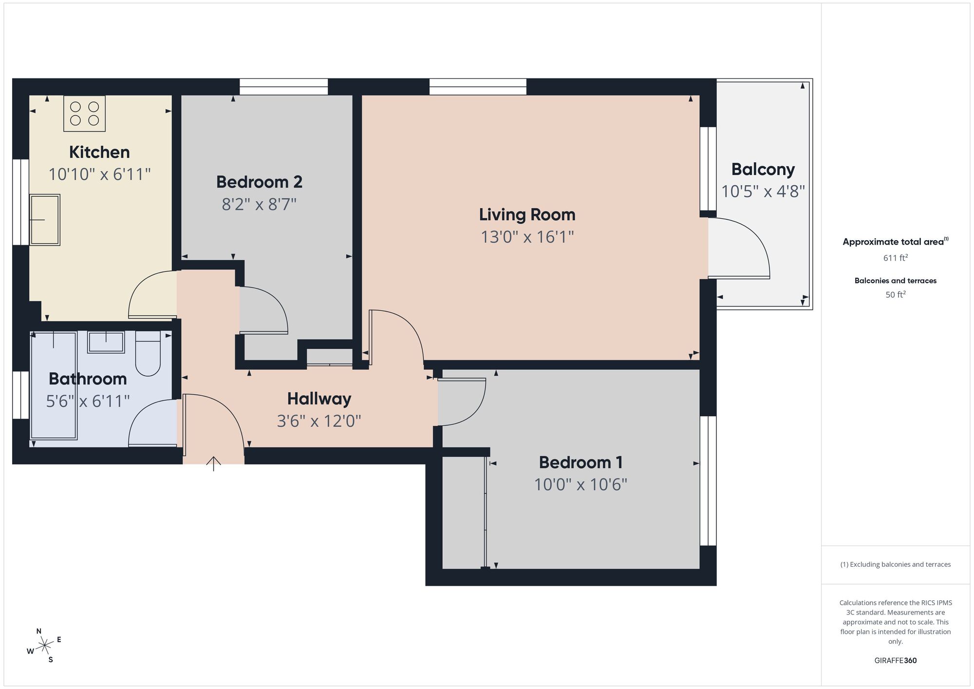 Floorplan of 2 bedroom Flat for sale, The Riviera, Sandgate, Kent, CT20