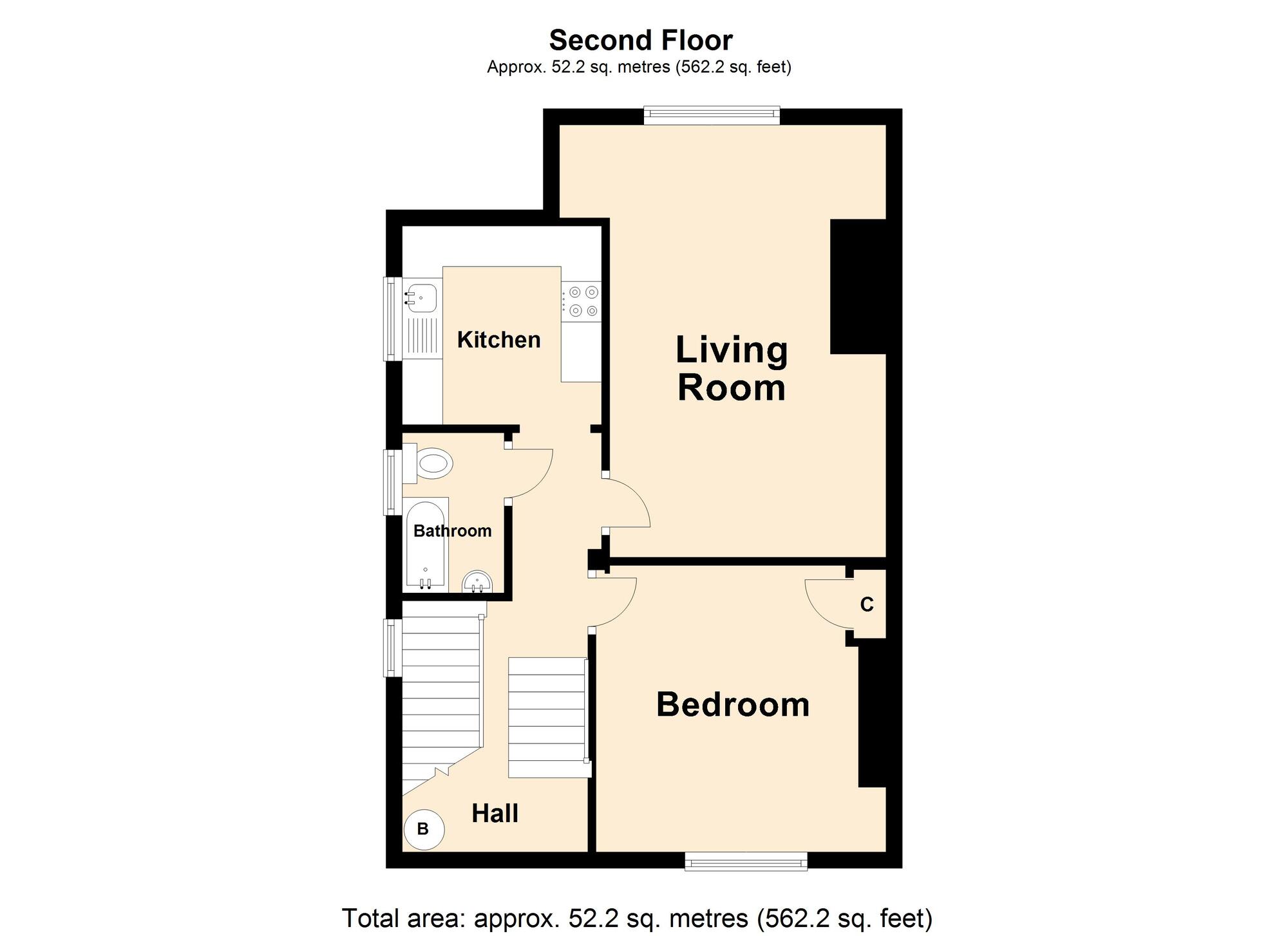 Floorplan of 1 bedroom Flat for sale, Cheriton Road, Folkestone, Kent, CT19