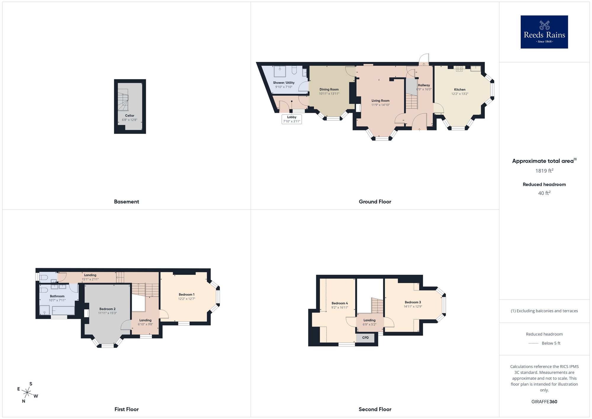 Floorplan of 4 bedroom Semi Detached House for sale, Radnor Park Road, Folkestone, Kent, CT19