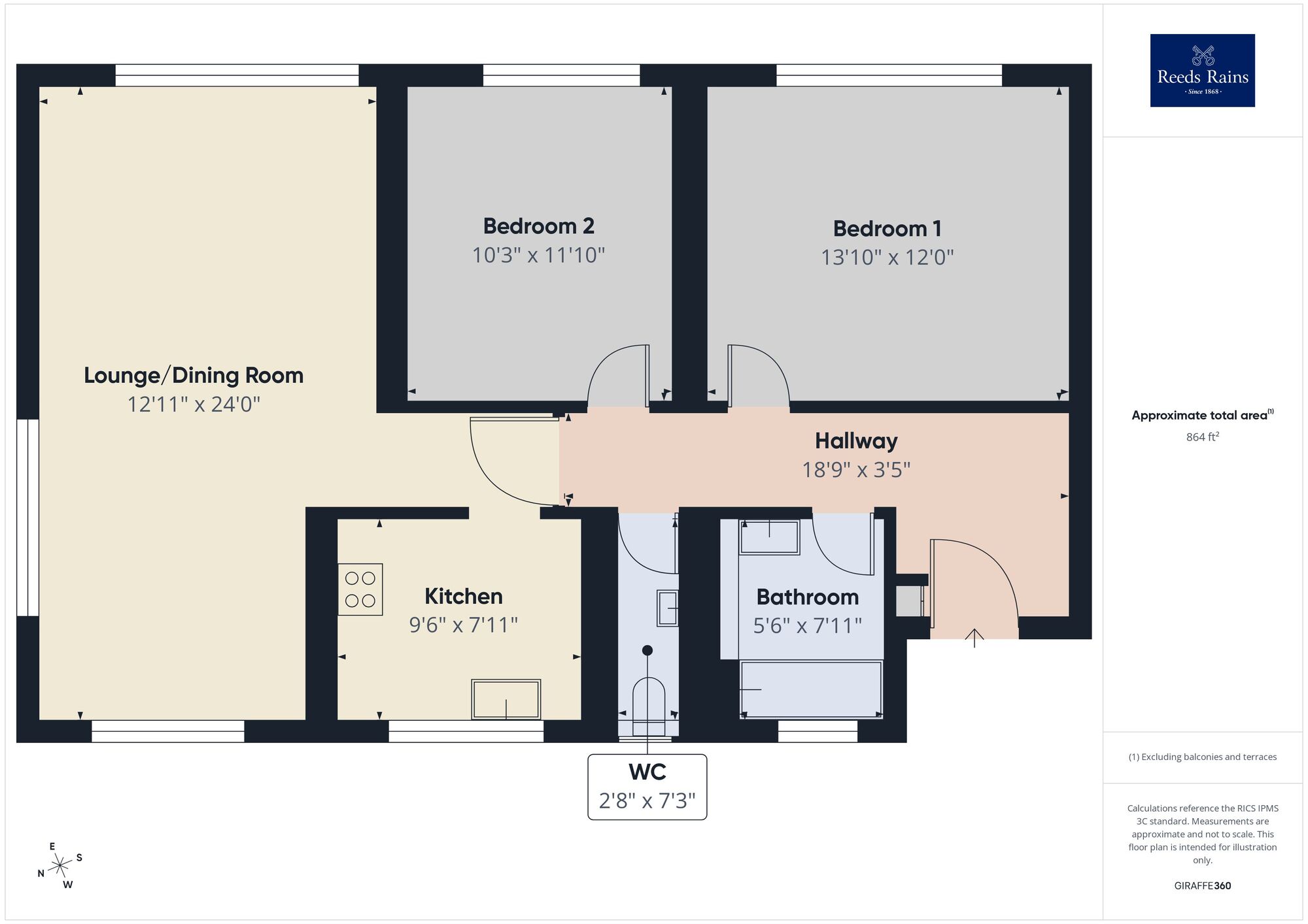 Floorplan of 2 bedroom Flat for sale, Earls Avenue, Folkestone, Kent, CT20