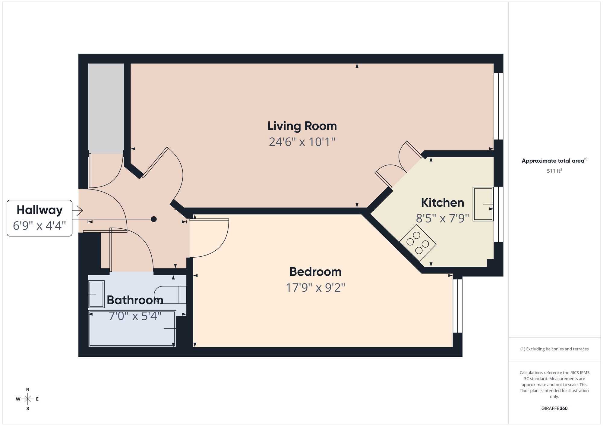 Floorplan of 1 bedroom Flat for sale, The Bayle, Folkestone, Kent, CT20
