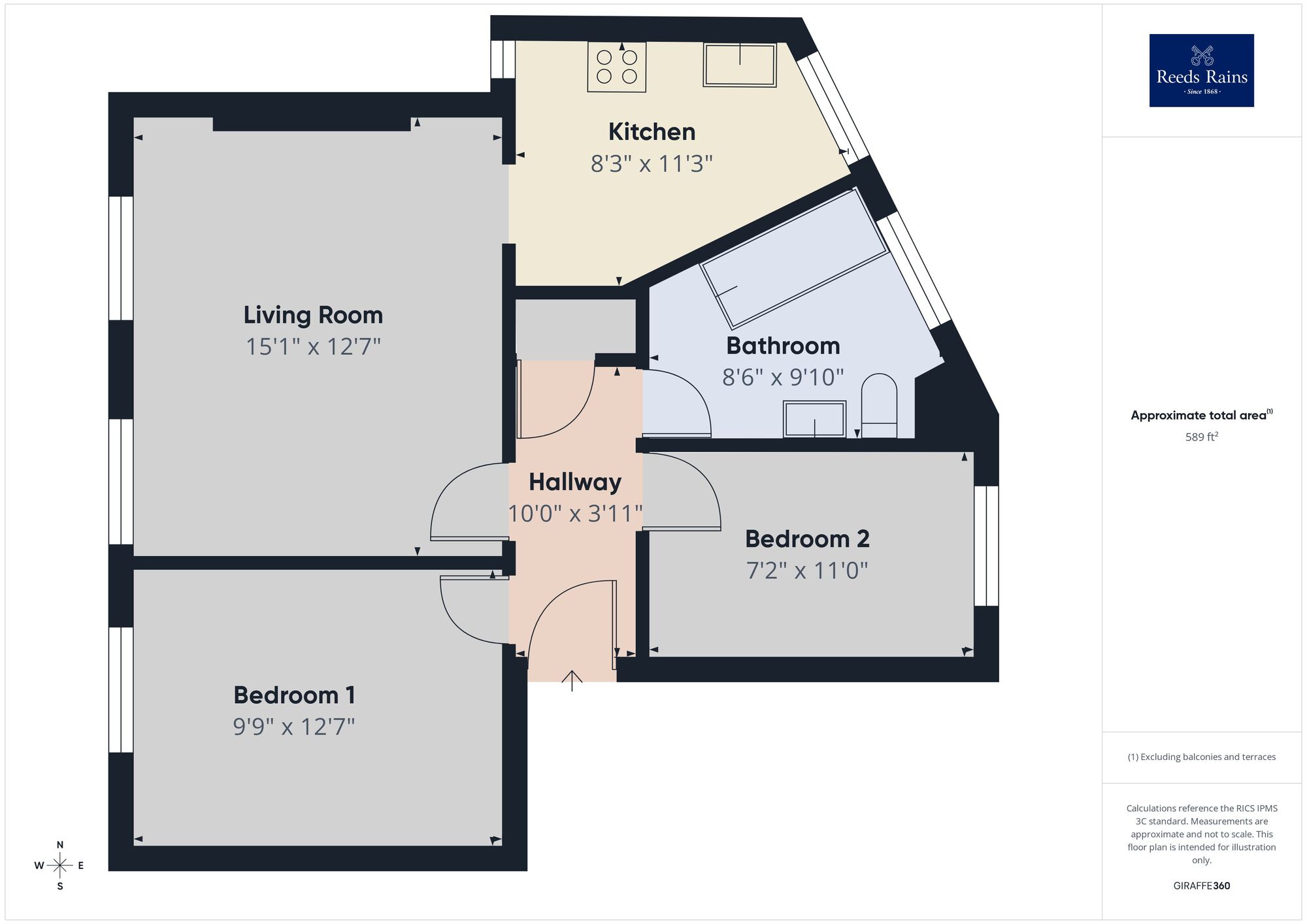 Floorplan of 2 bedroom Flat for sale, Cheriton Place, Folkestone, Kent, CT20