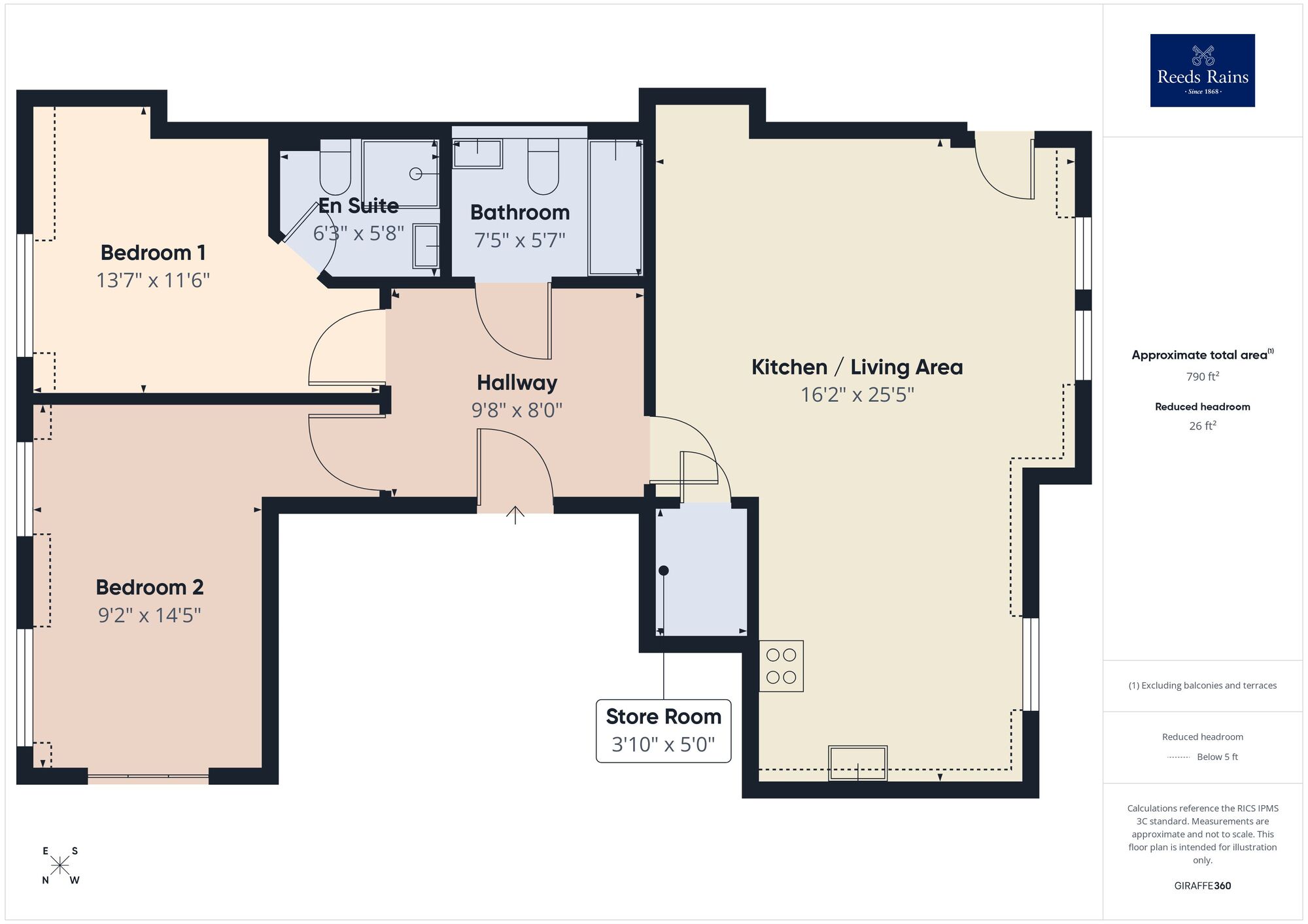 Floorplan of 2 bedroom Flat for sale, Clifton Crescent, Folkestone, Kent, CT20