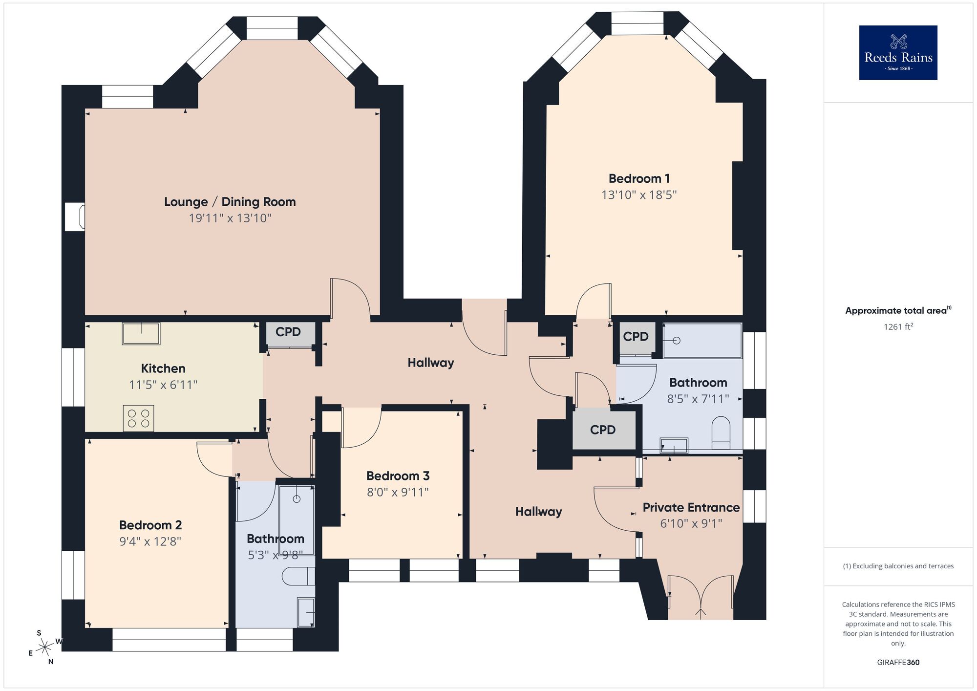 Floorplan of 3 bedroom Flat for sale, Sandgate Road, Folkestone, Kent, CT20