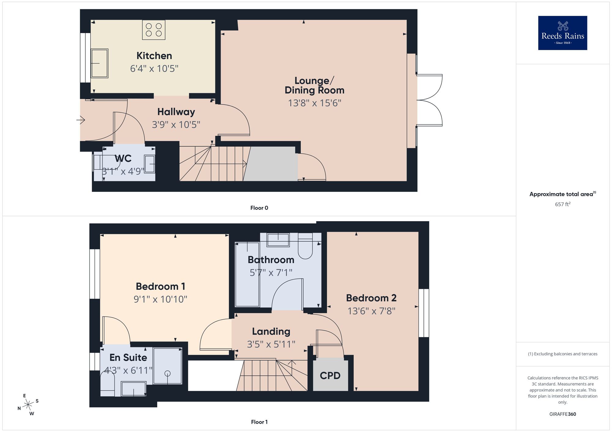 Floorplan of 2 bedroom Mid Terrace House for sale, Westbrook Drive, Folkestone, Kent, CT20