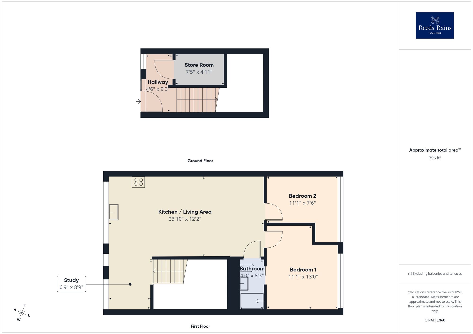 Floorplan of 2 bedroom Flat for sale, Spindle Close, Hawkinge, Kent, CT18