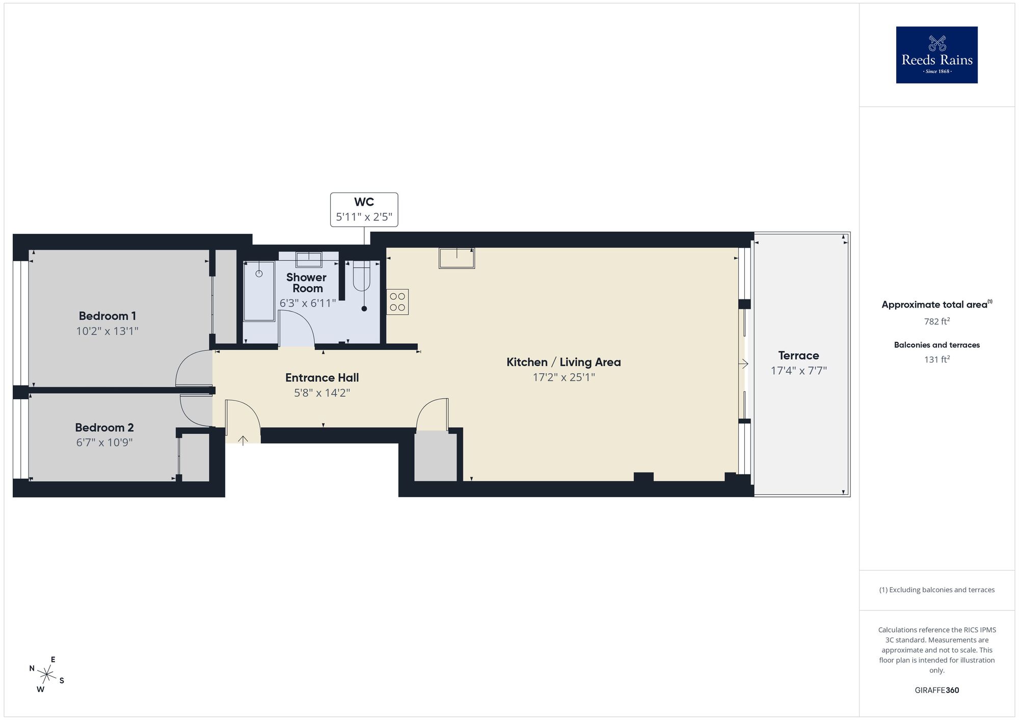 Floorplan of 2 bedroom Flat for sale, The Leas, Folkestone, Kent, CT20