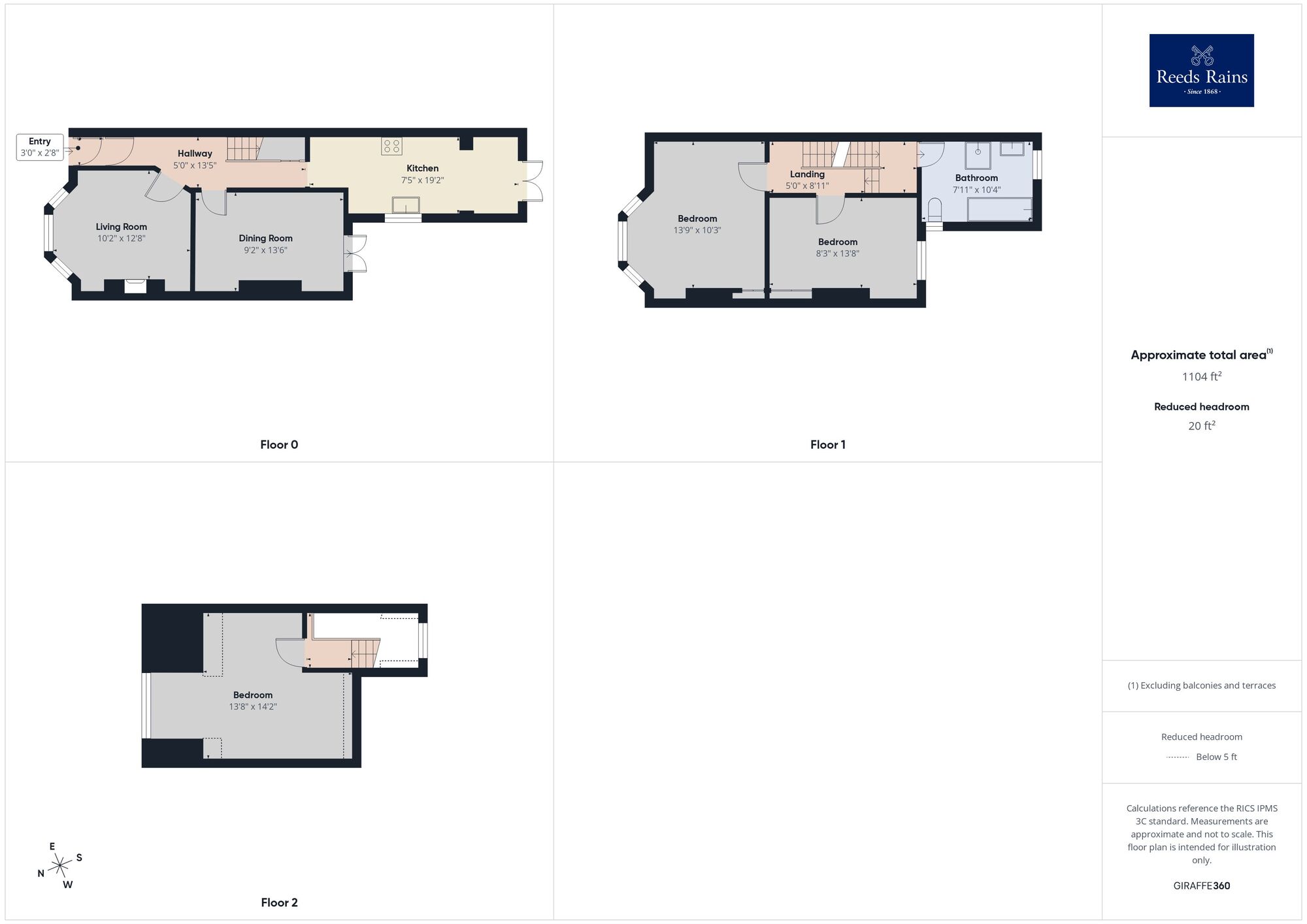 Floorplan of 3 bedroom Mid Terrace House for sale, Morehall Avenue, Cheriton, Kent, CT19