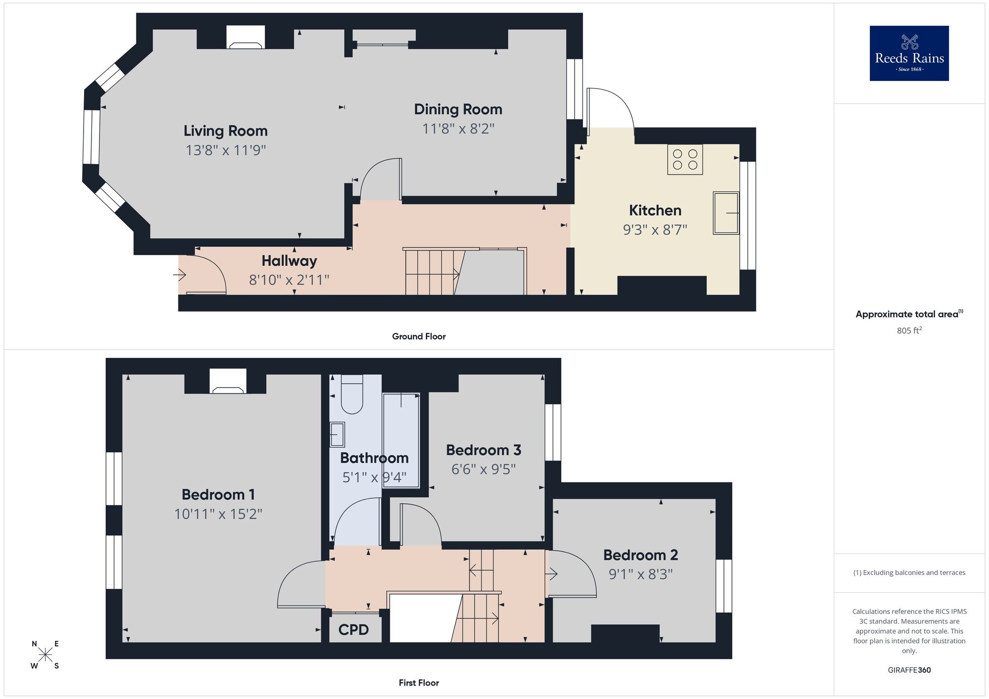 Floorplan of 3 bedroom Mid Terrace House for sale, Greenfield Road, Folkestone, Kent, CT19