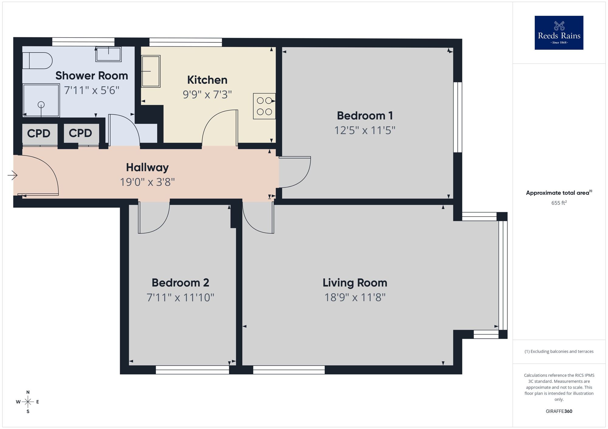 Floorplan of 2 bedroom Flat for sale, Edinburgh Place, Earls Avenue, Kent, CT20