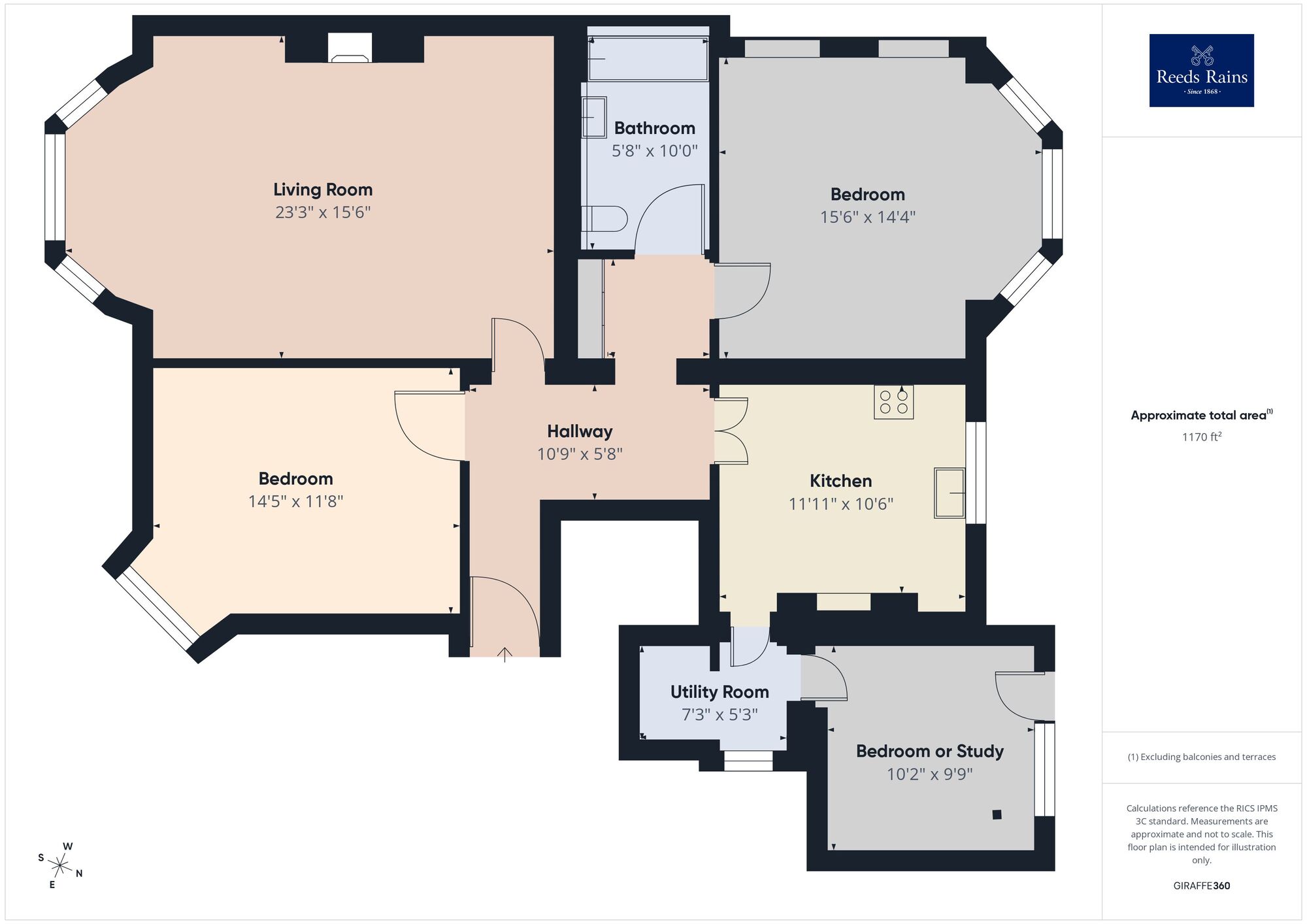 Floorplan of 3 bedroom Flat for sale, Clifton Crescent, Folkestone, Kent, CT20
