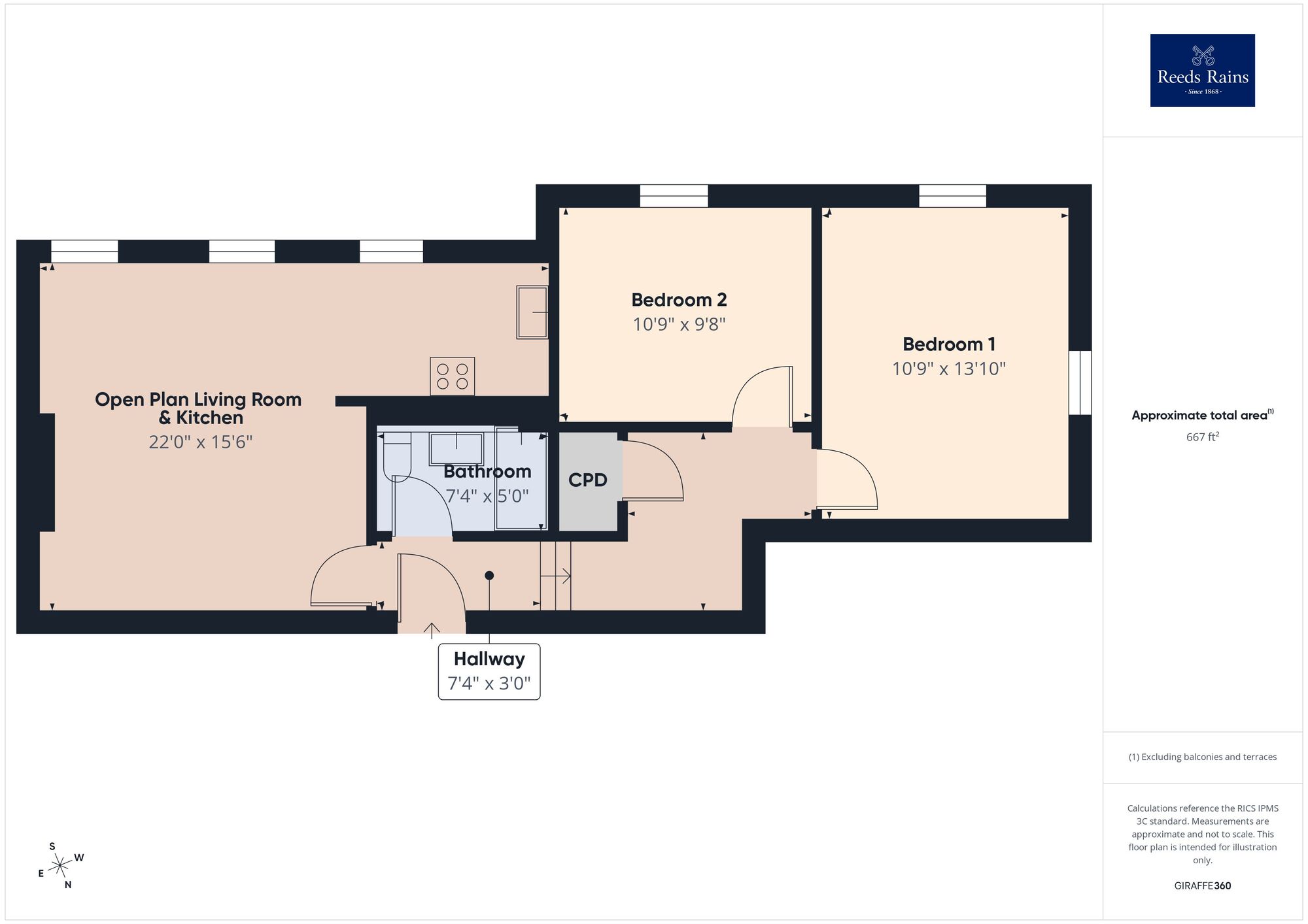 Floorplan of 2 bedroom Flat for sale, Major Close, Folkestone, Kent, CT20