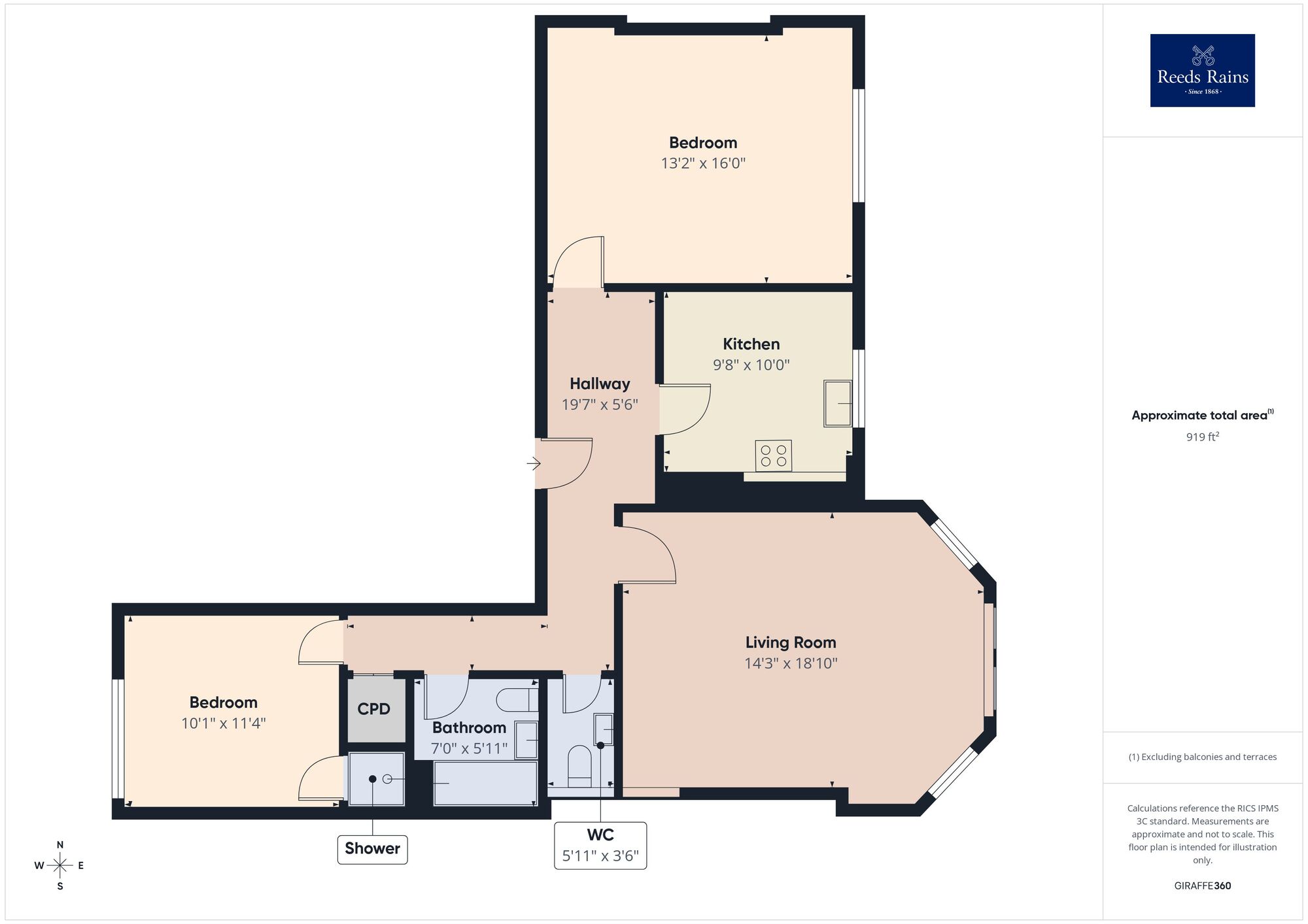 Floorplan of 2 bedroom Flat for sale, The Leas, Folkestone, Kent, CT20