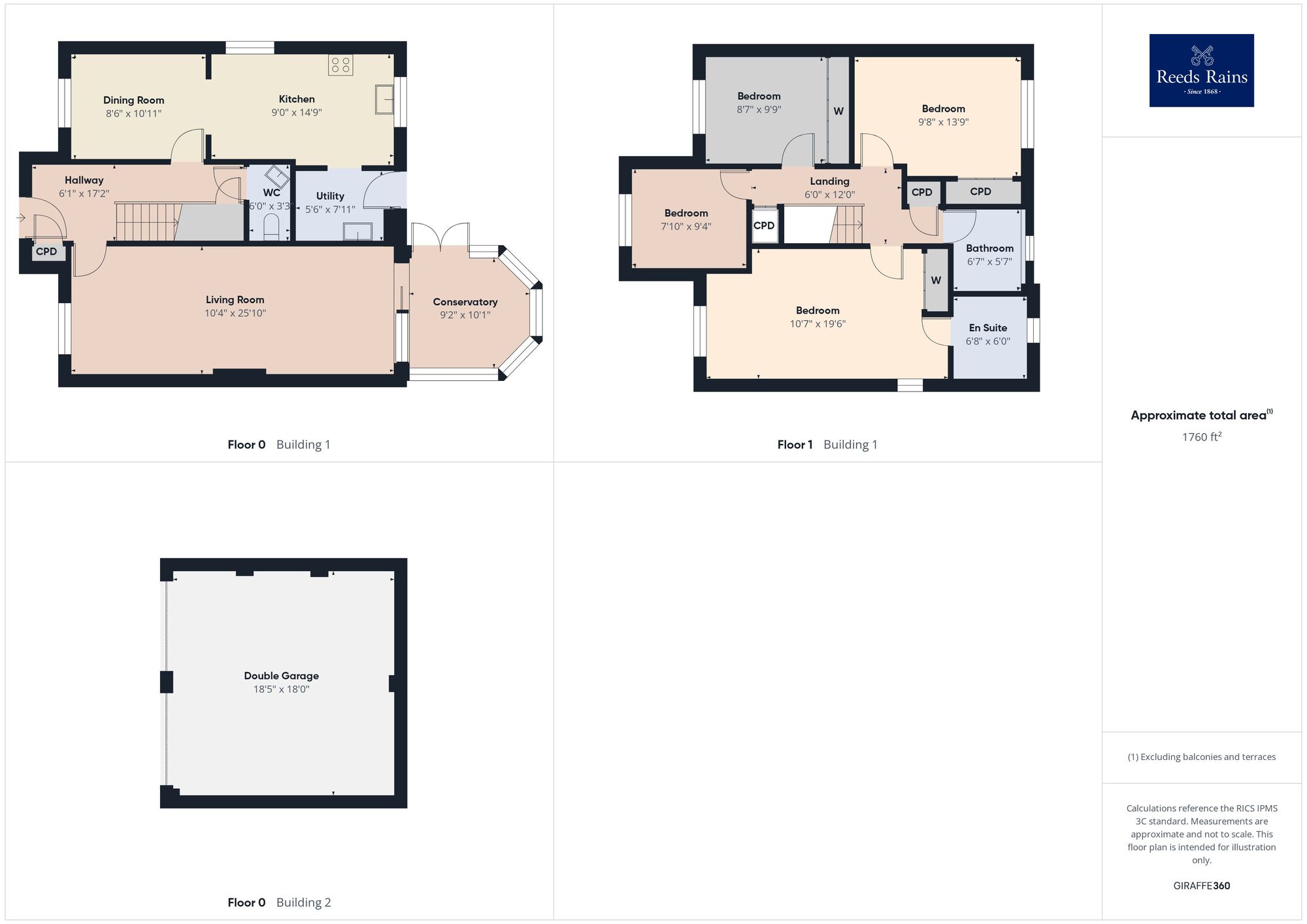 Floorplan of 4 bedroom Detached House for sale, Meriden Walk, Etchinghill, Kent, CT18