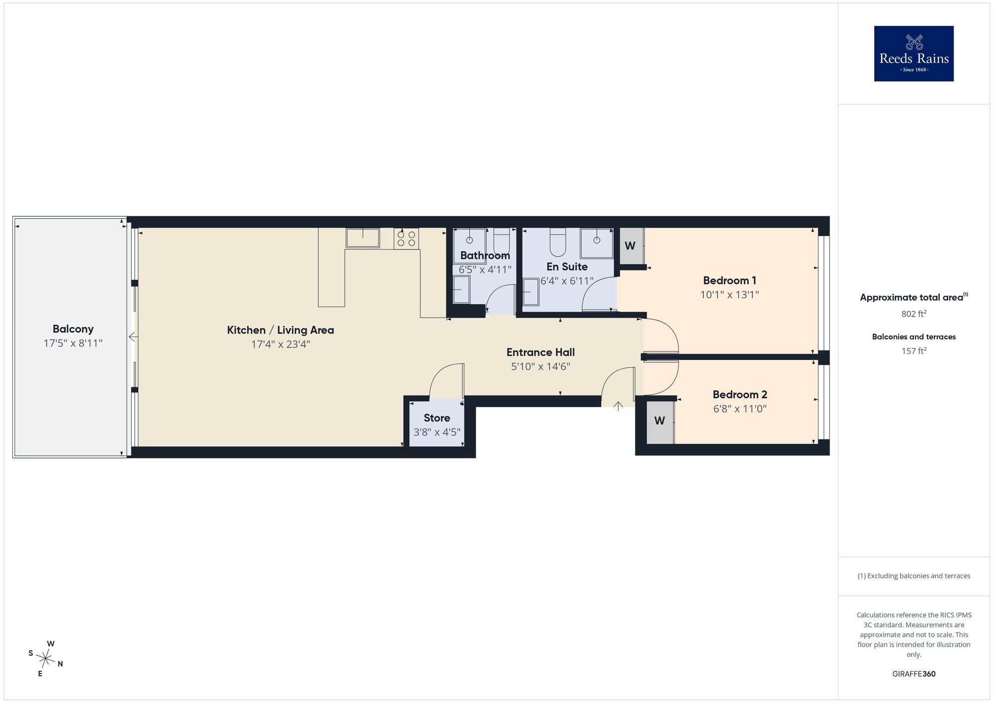 Floorplan of 2 bedroom Flat for sale, The Leas, Folkestone, Kent, CT20