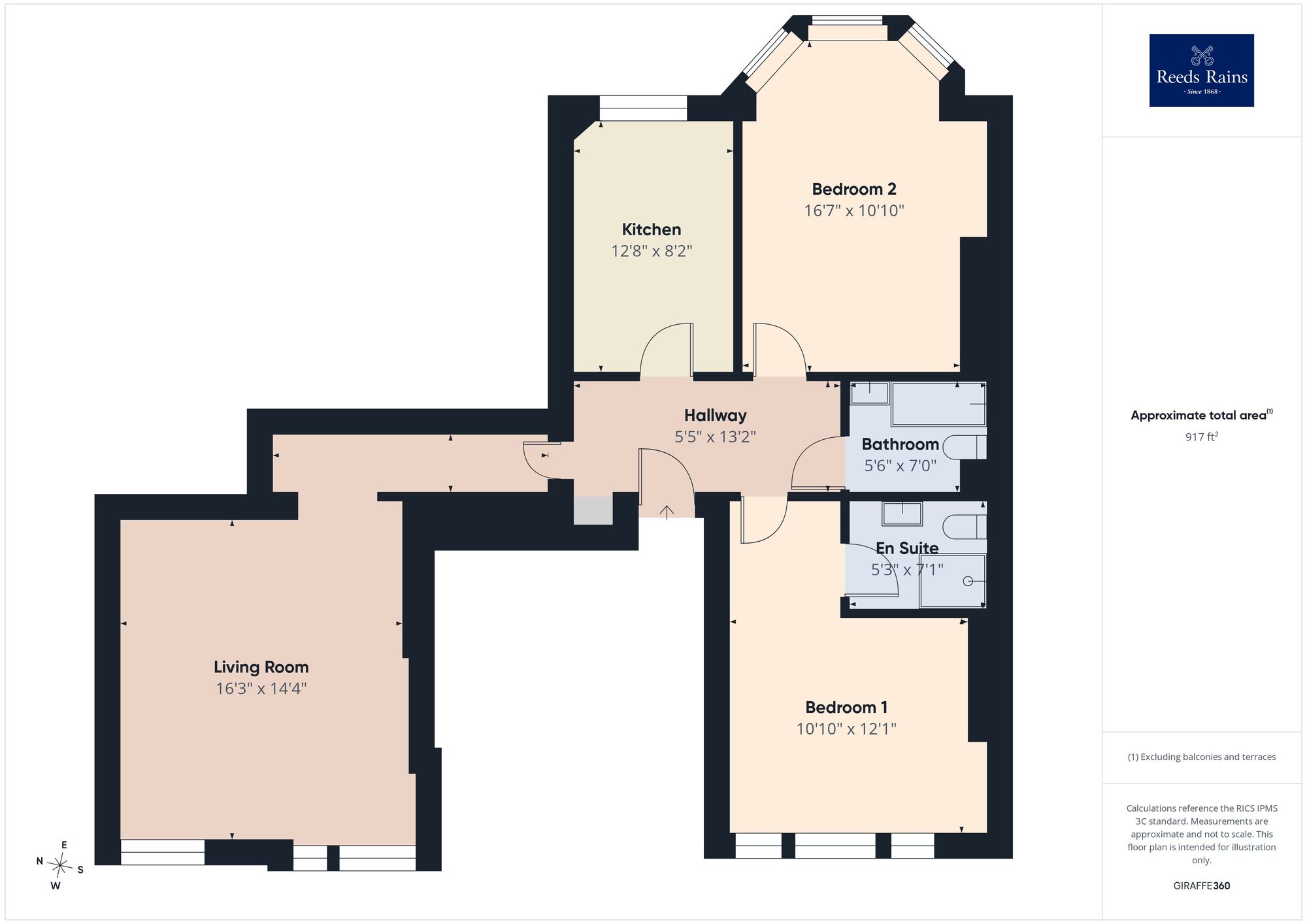 Floorplan of 2 bedroom Flat for sale, Langhorne Gardens, Folkestone, Kent, CT20