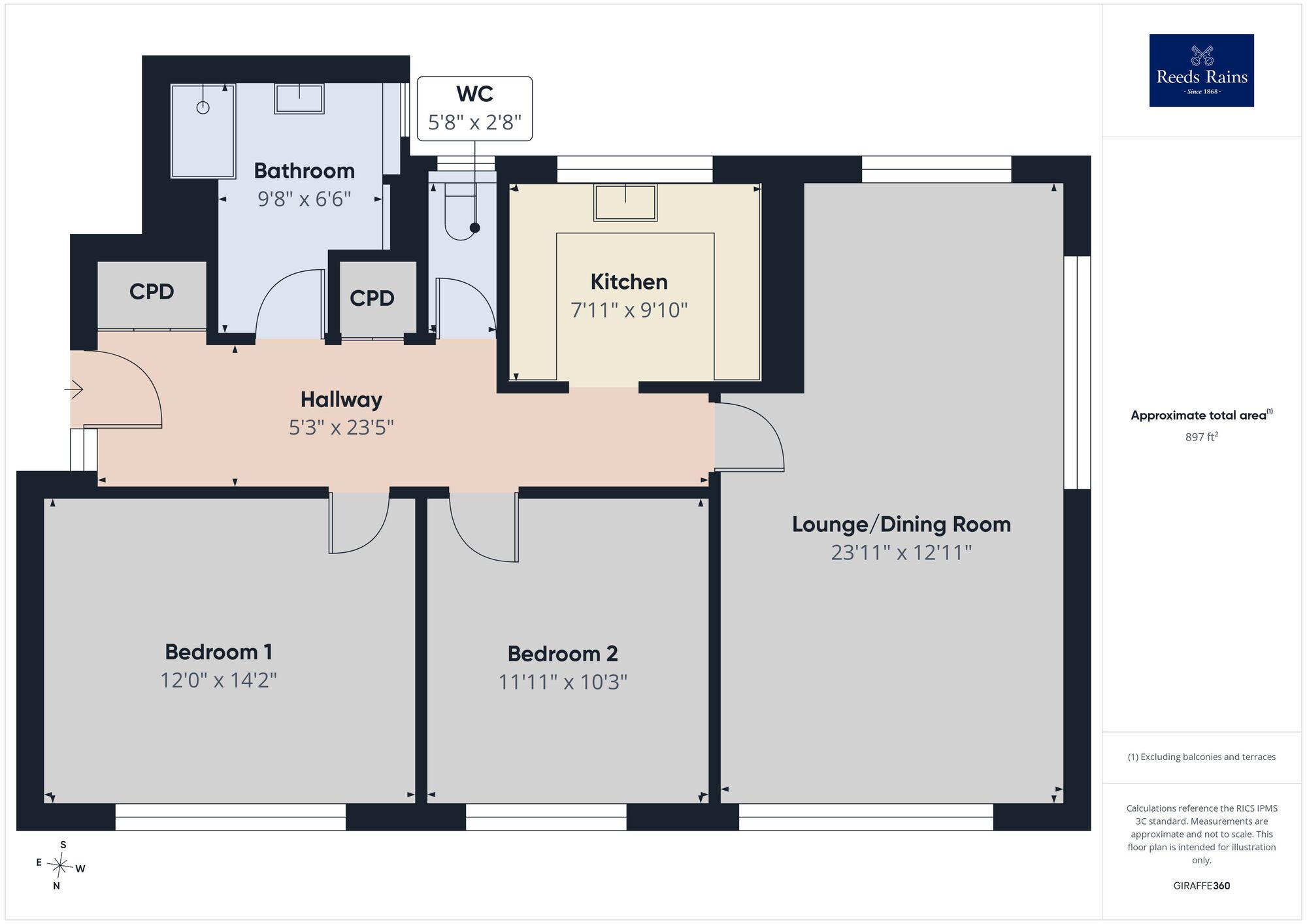 Floorplan of 2 bedroom Flat for sale, Earls Avenue, Folkestone, Kent, CT20