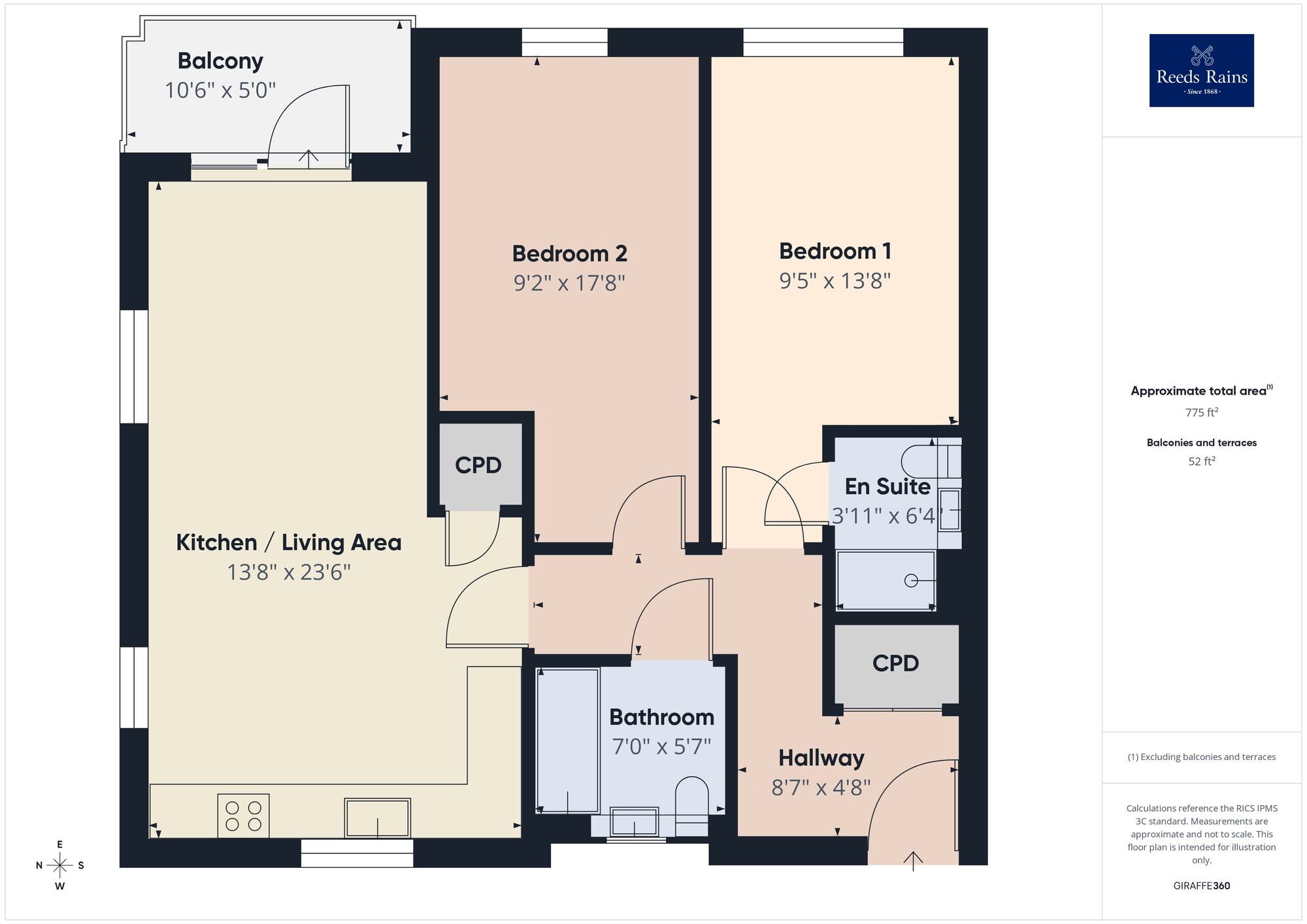 Floorplan of 2 bedroom Flat for sale, Ellis Grove, Folkestone, Kent, CT20