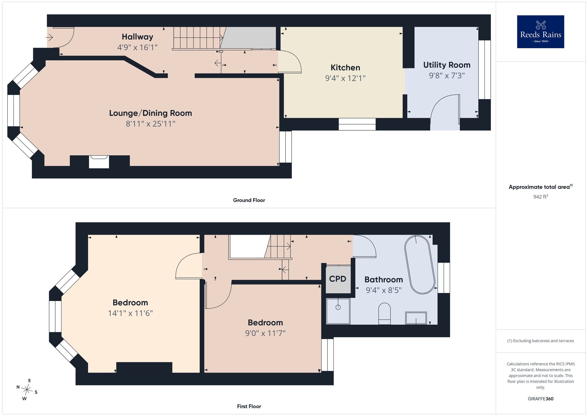 Floorplan of 2 bedroom Mid Terrace House for sale, Russell Road, Folkestone, Kent, CT19
