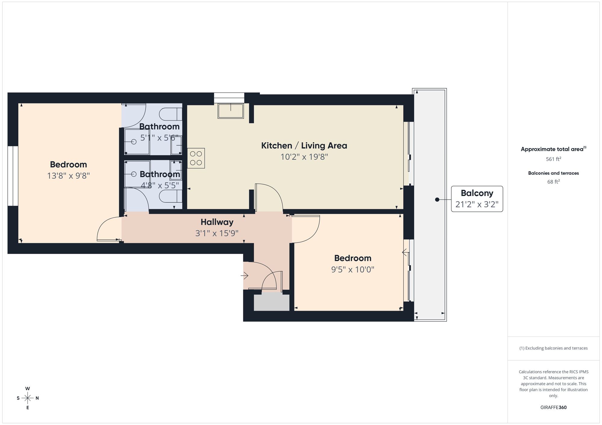 Floorplan of 2 bedroom Flat for sale, South Road, Hythe, Kent, CT21