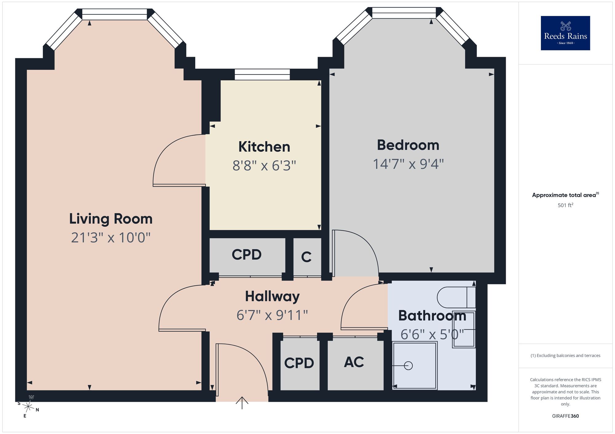 Floorplan of 1 bedroom Flat for sale, Court Place, Castle Hill Avenue, Kent, CT20