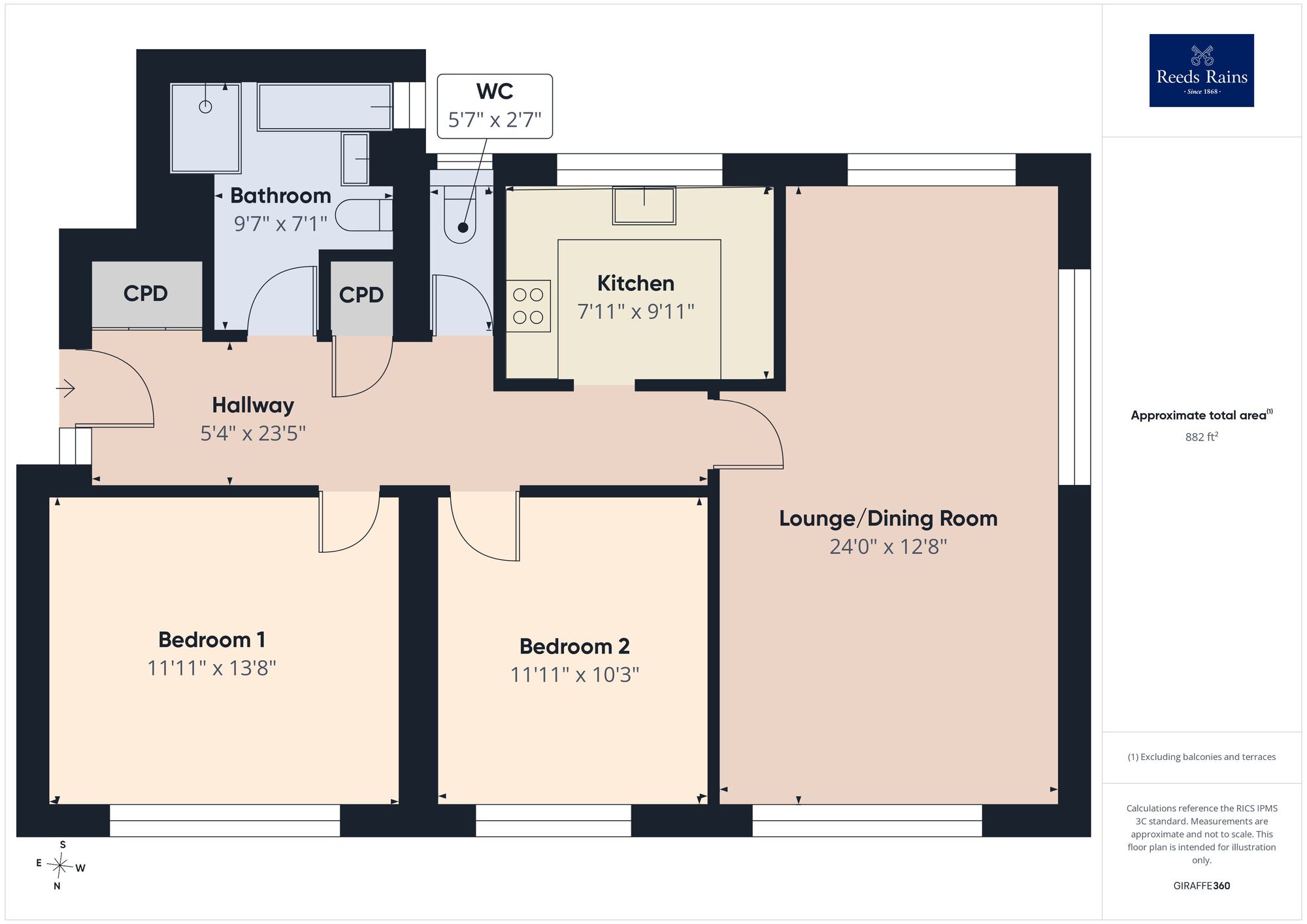 Floorplan of 2 bedroom Flat for sale, Earls Avenue, Folkestone, Kent, CT20