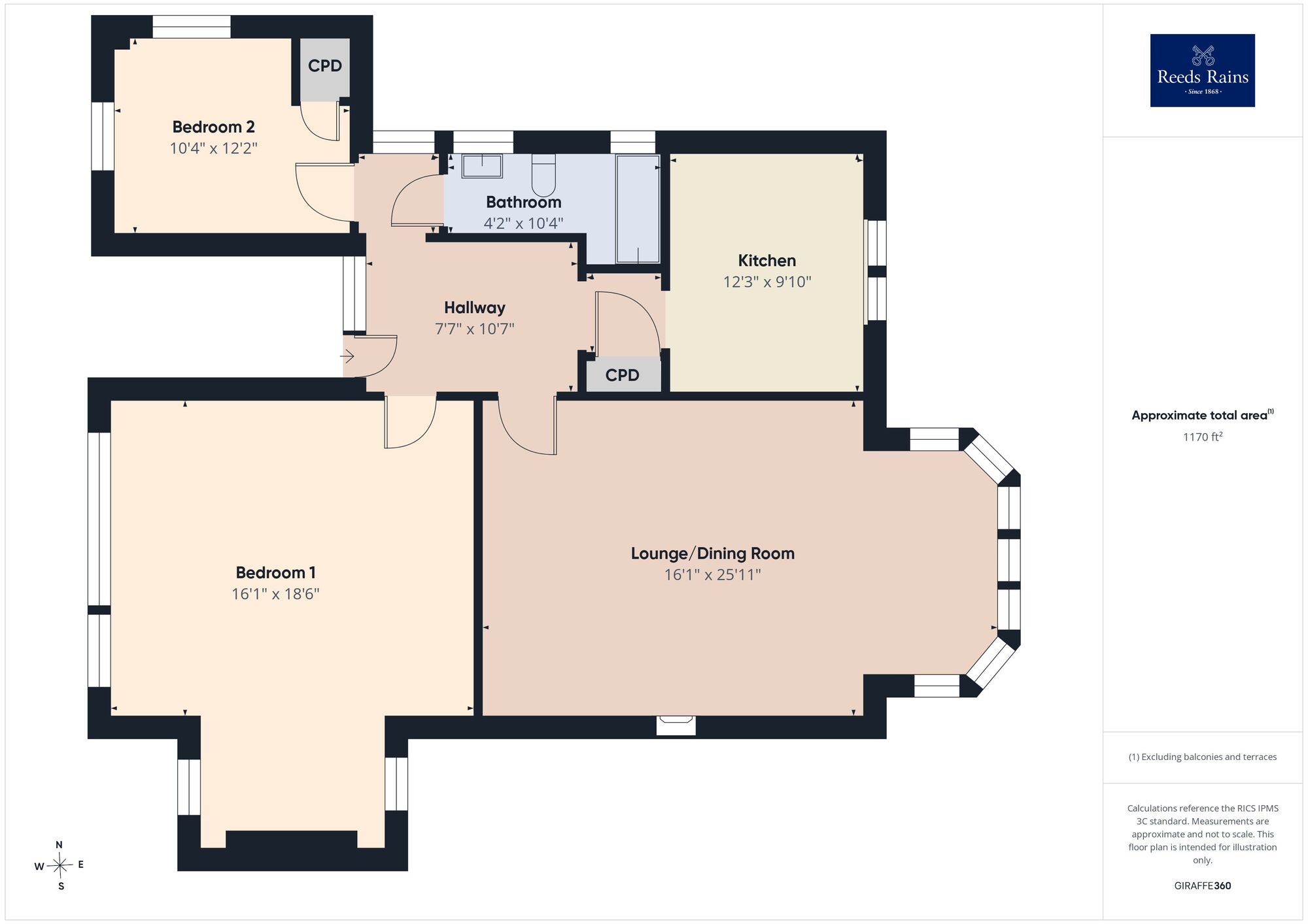Floorplan of 2 bedroom Flat for sale, Earls Avenue, Folkestone, Kent, CT20