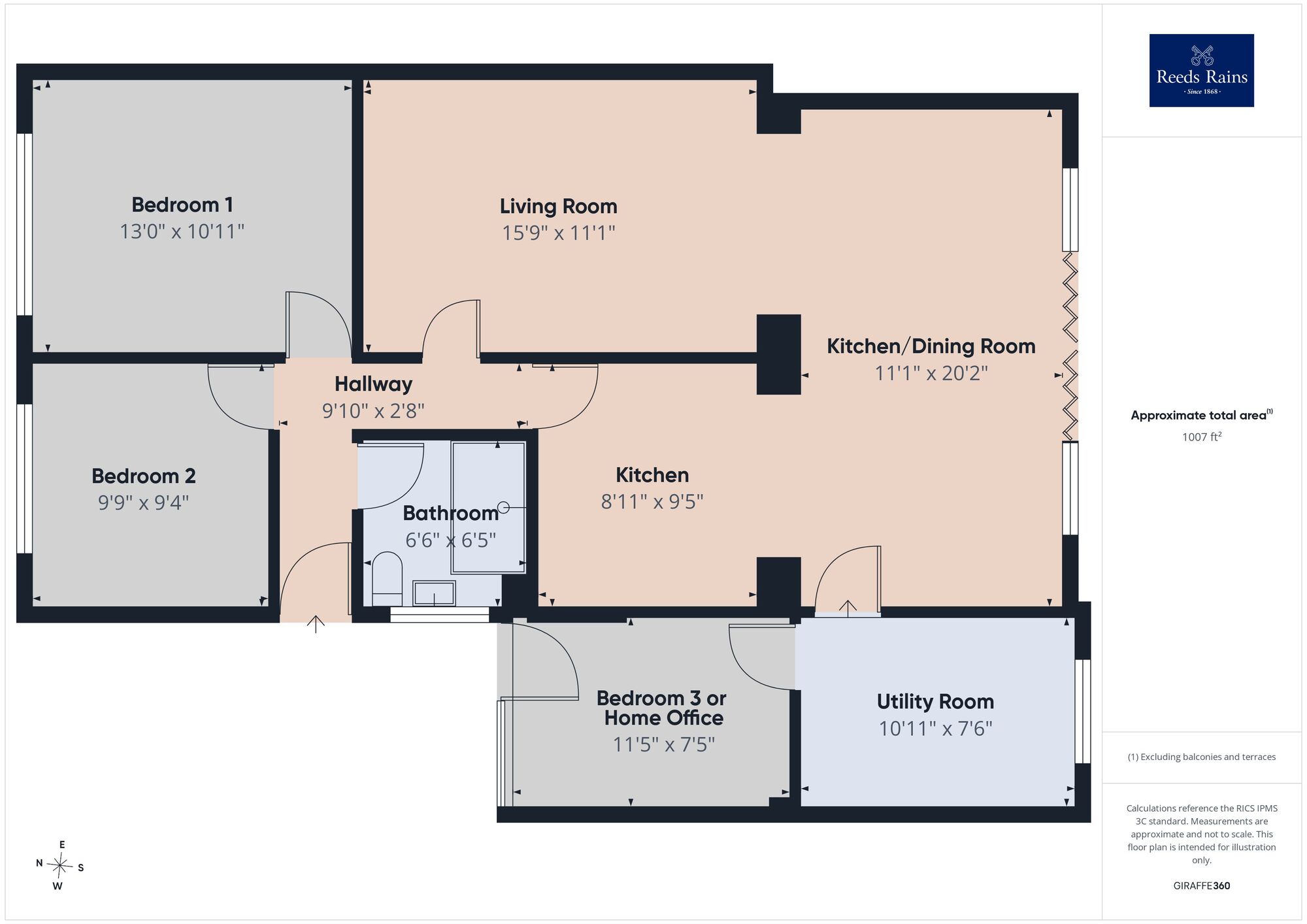 Floorplan of 3 bedroom Semi Detached Bungalow for sale, Buttermere Close, Folkestone, Kent, CT19