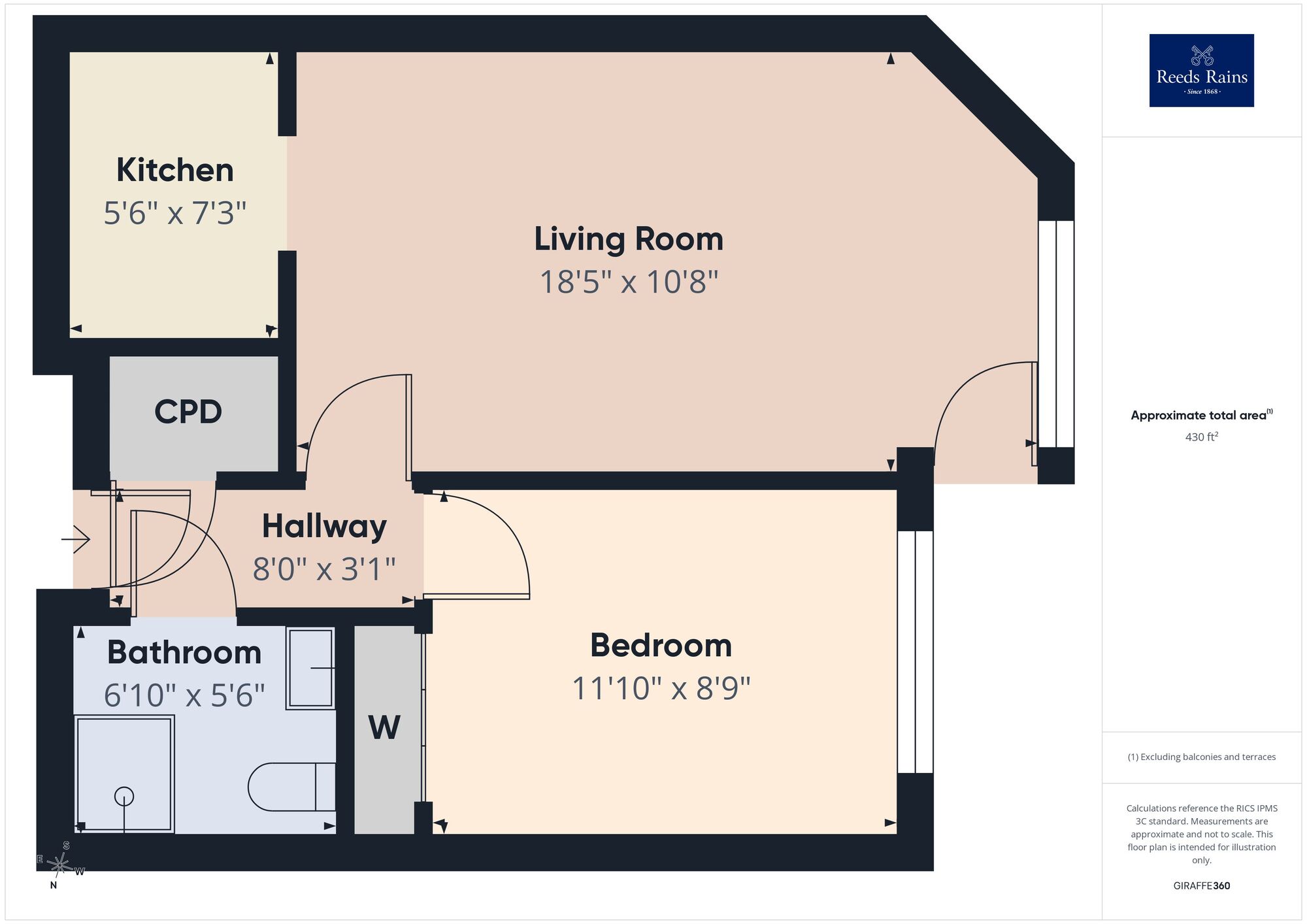 Floorplan of 1 bedroom Flat for sale, Sandgate Road, Folkestone, Kent, CT20