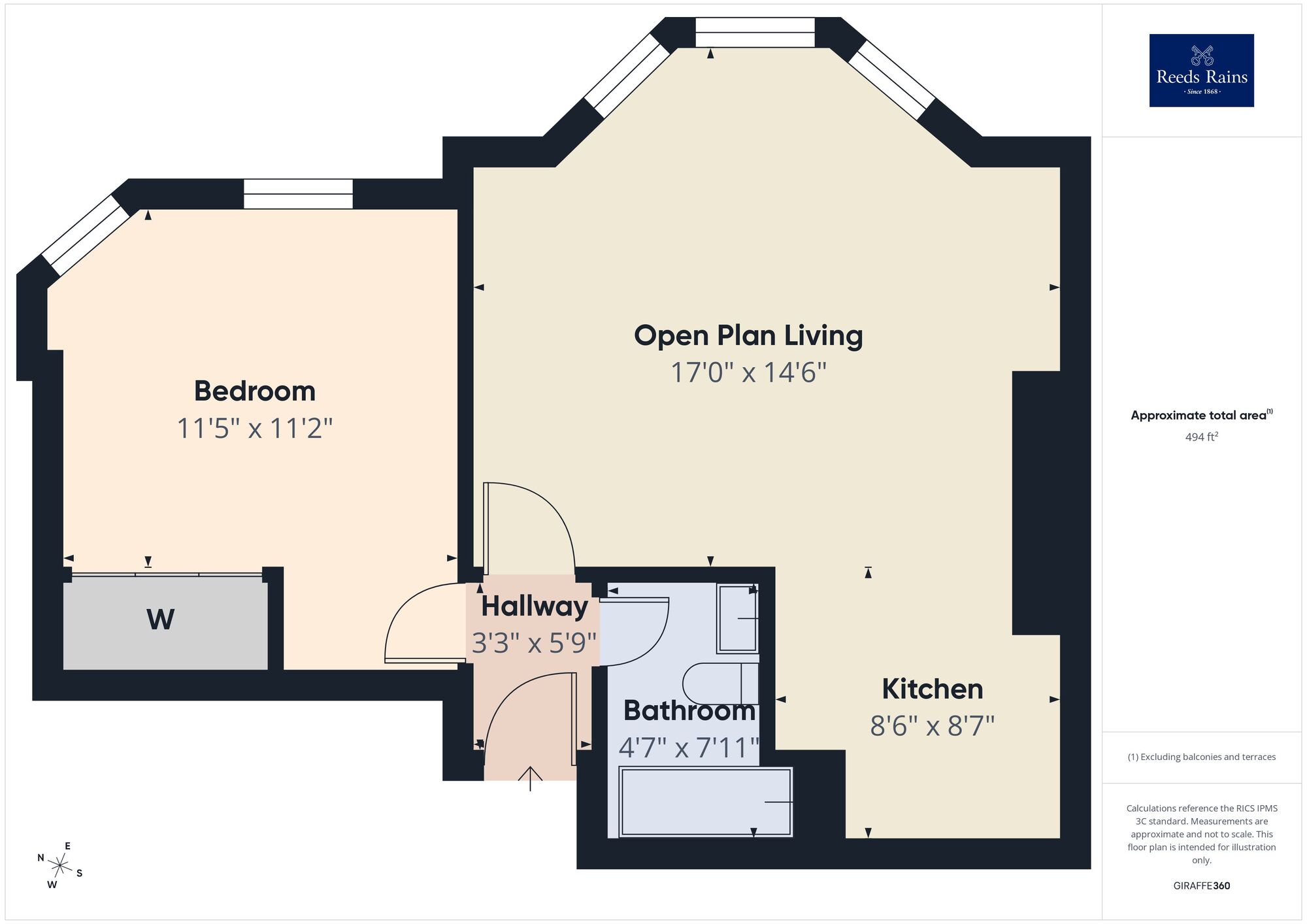 Floorplan of 1 bedroom Flat for sale, Trinity Crescent, Kent, CT20