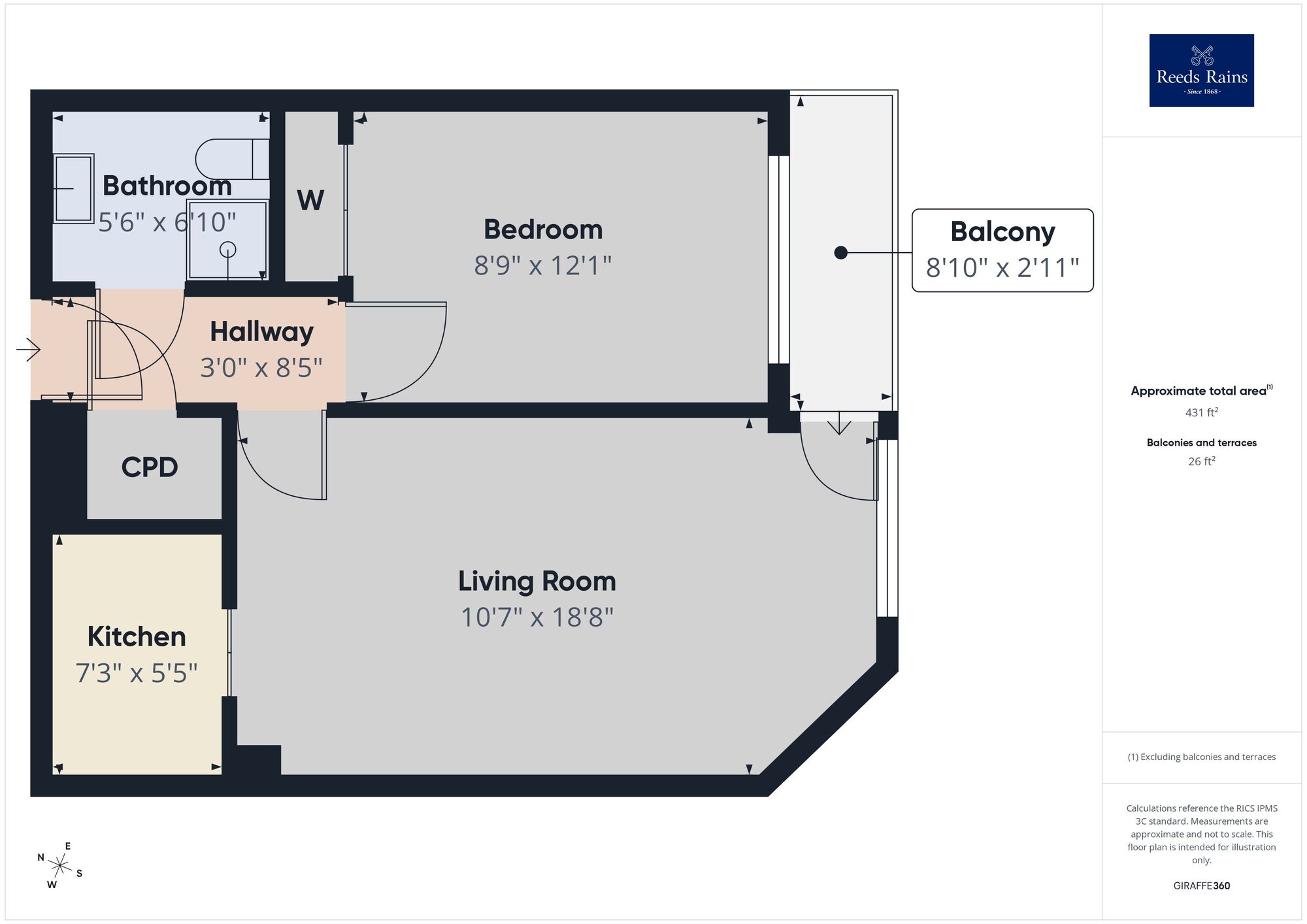 Floorplan of 1 bedroom Flat for sale, Sandgate Road, Folkestone, Kent, CT20