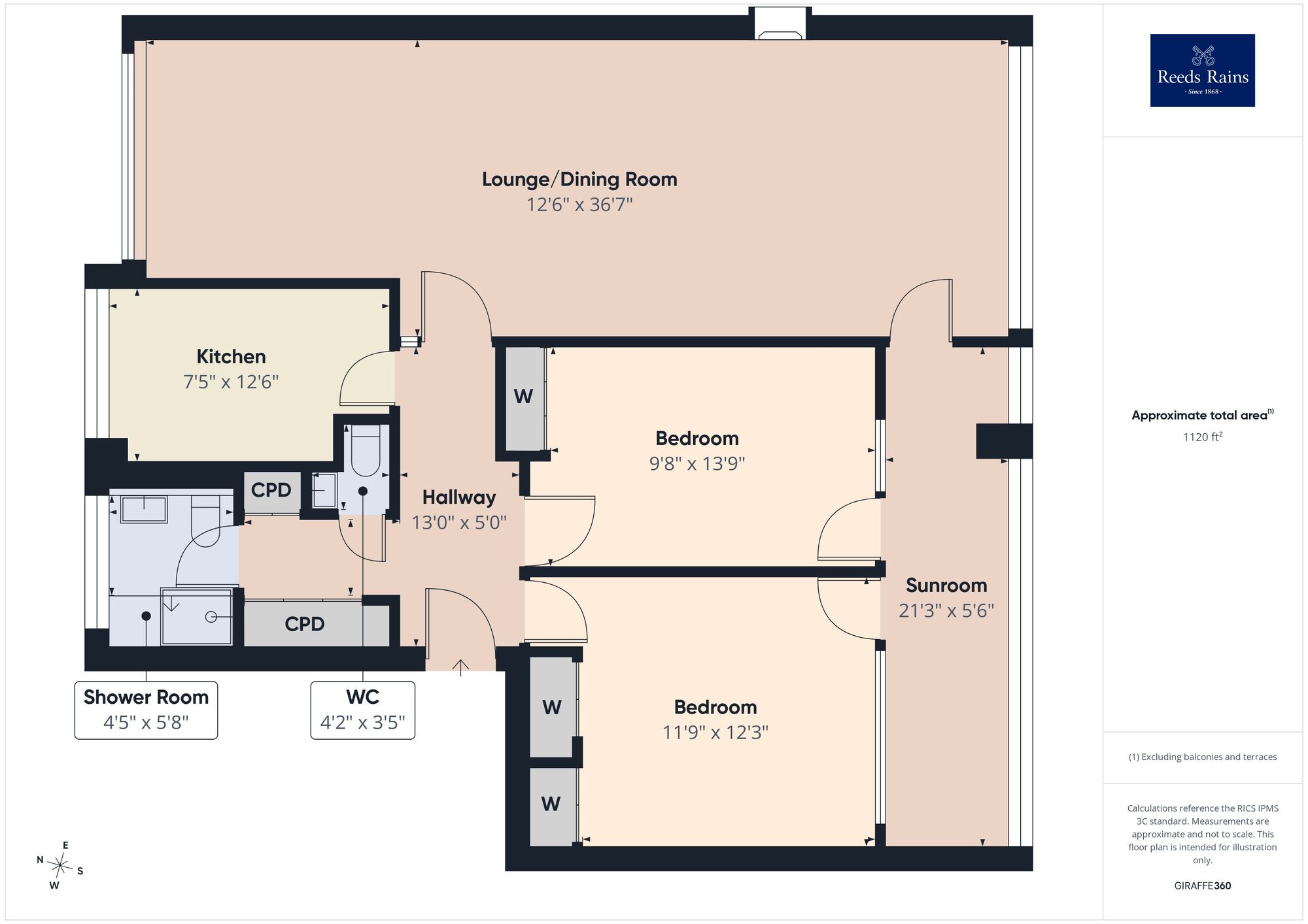 Floorplan of 2 bedroom Flat for sale, Admirals Walk, South Road, Kent, CT21