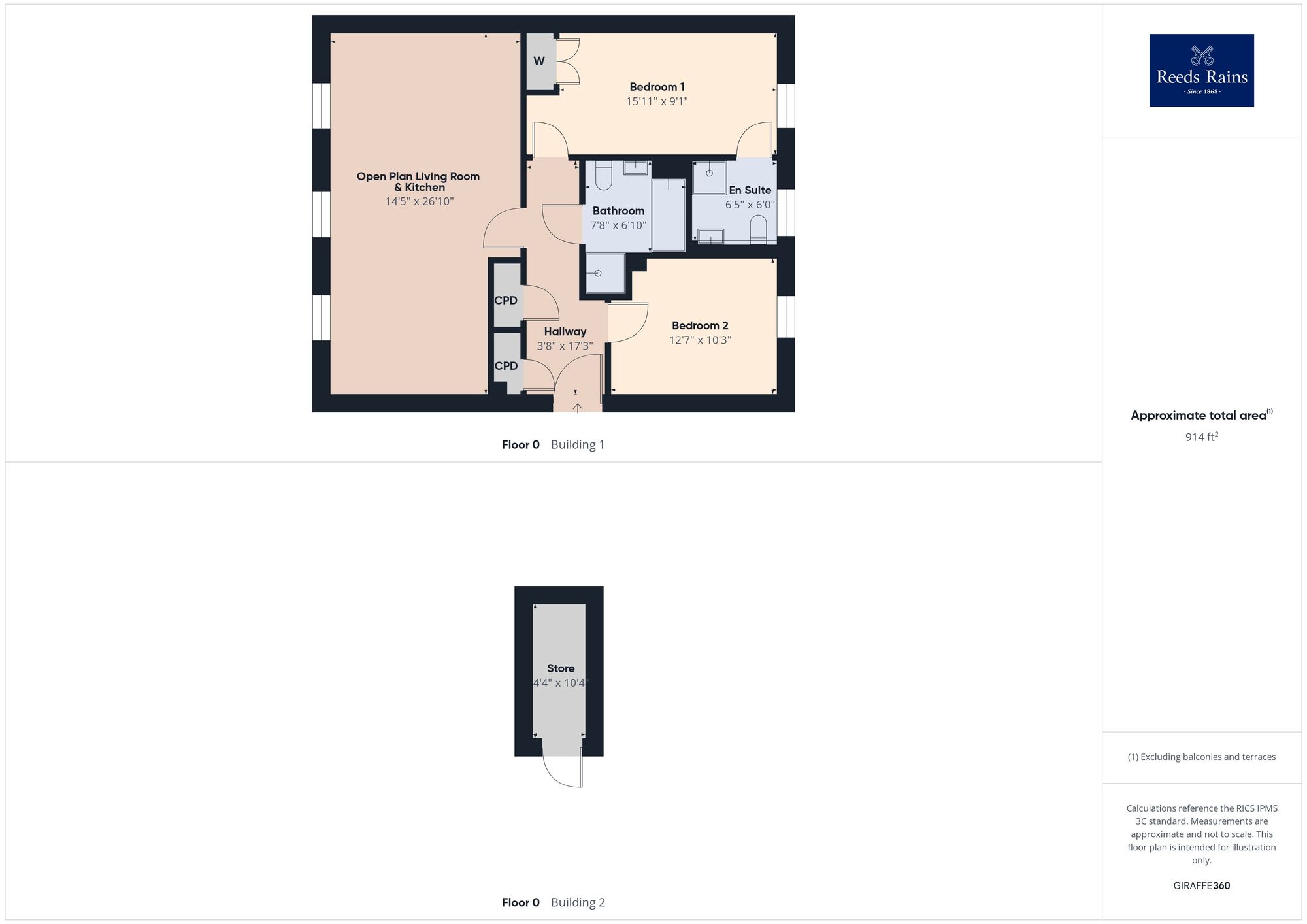 Floorplan of 2 bedroom Flat for sale, Terlingham Gardens, Hawkinge, Kent, CT18