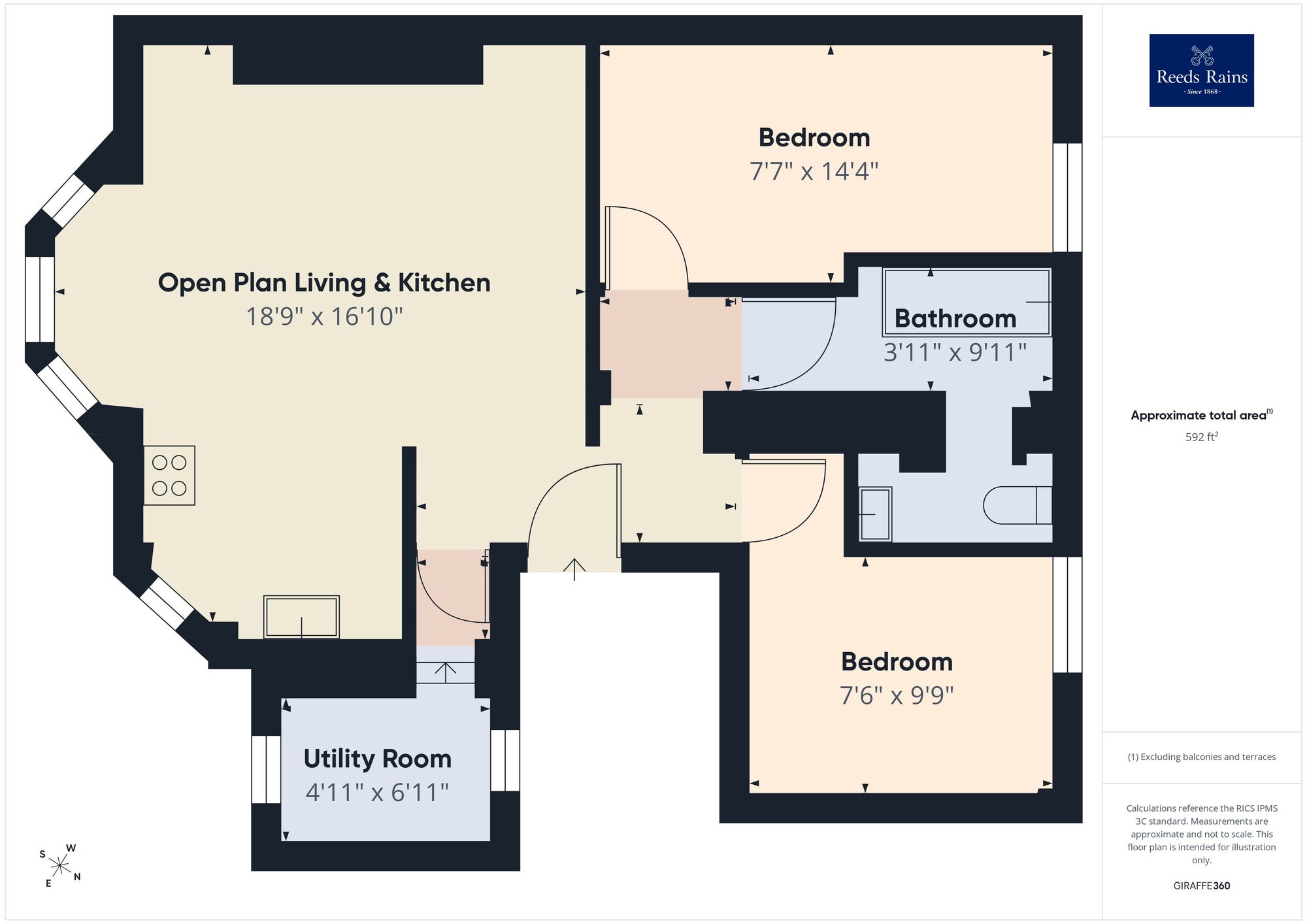 Floorplan of 2 bedroom Flat for sale, Victoria Grove, Folkestone, Kent, CT20