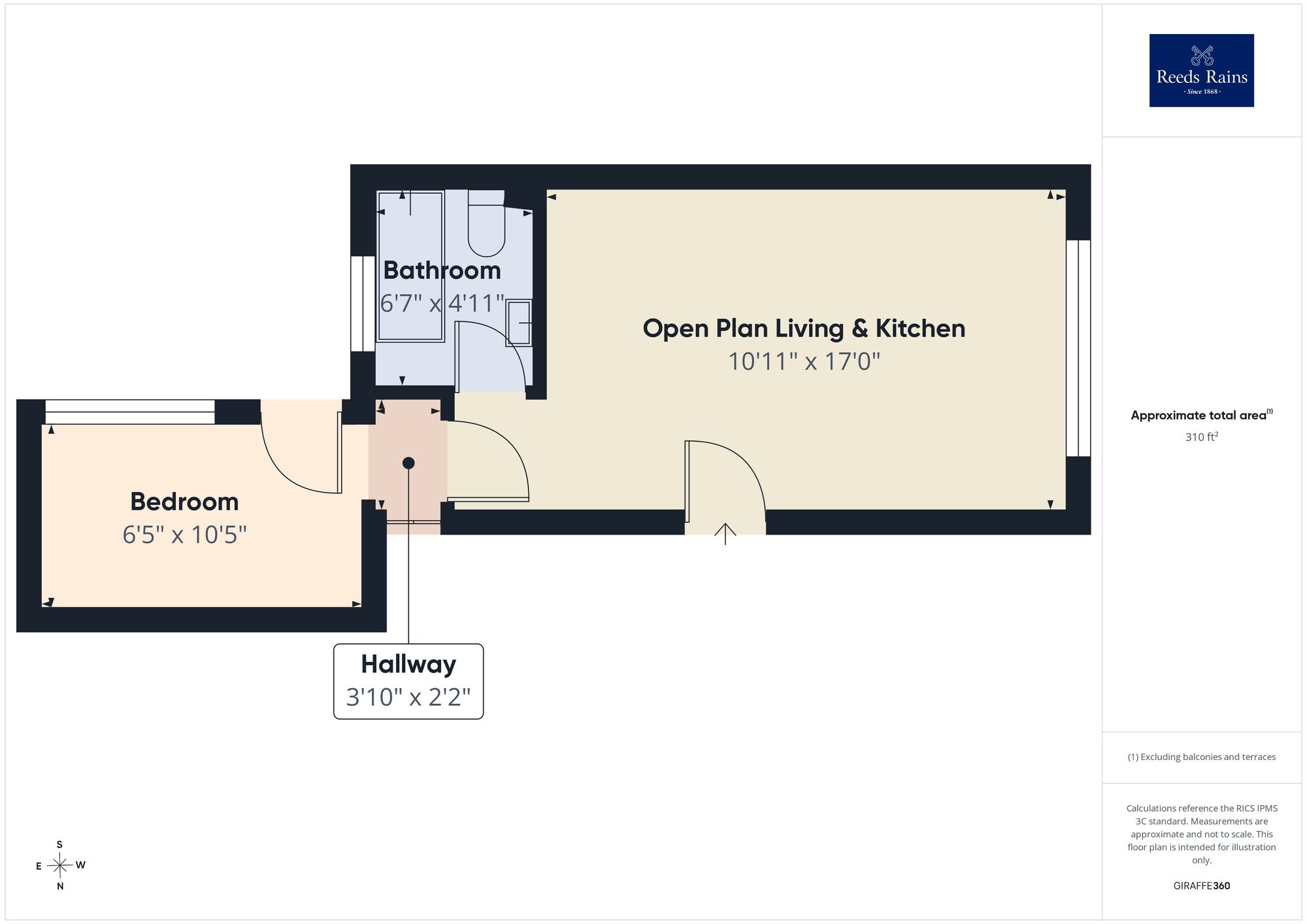 Floorplan of 1 bedroom Flat for sale, Thanet Gardens, Folkestone, Kent, CT19
