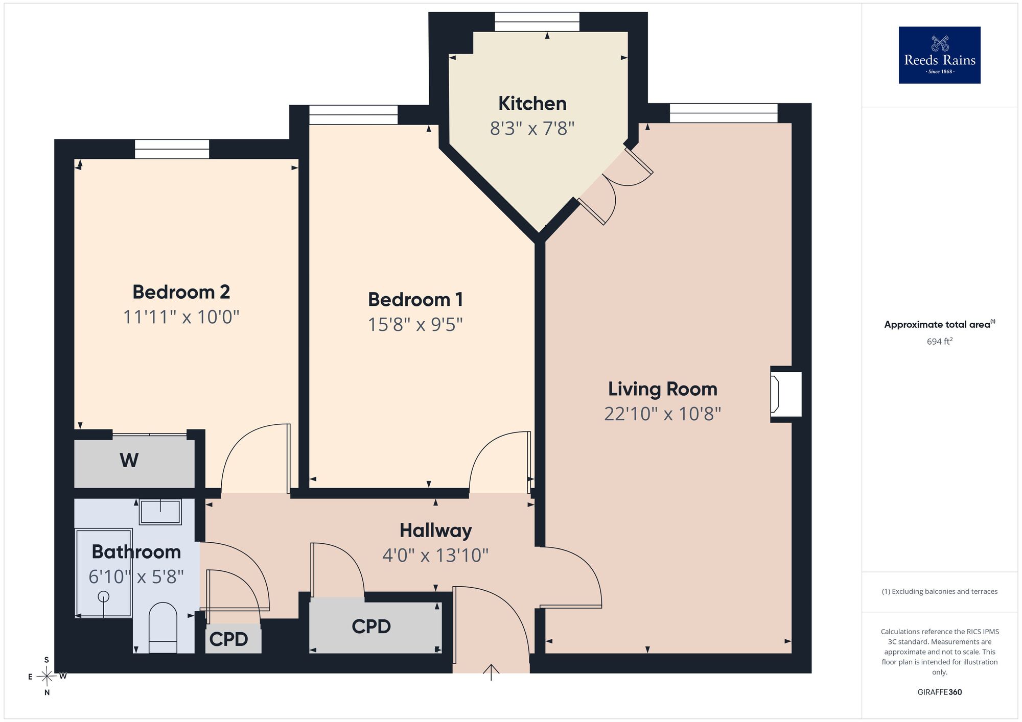 Floorplan of 2 bedroom Flat for sale, Sandgate Road, Folkestone, Kent, CT20