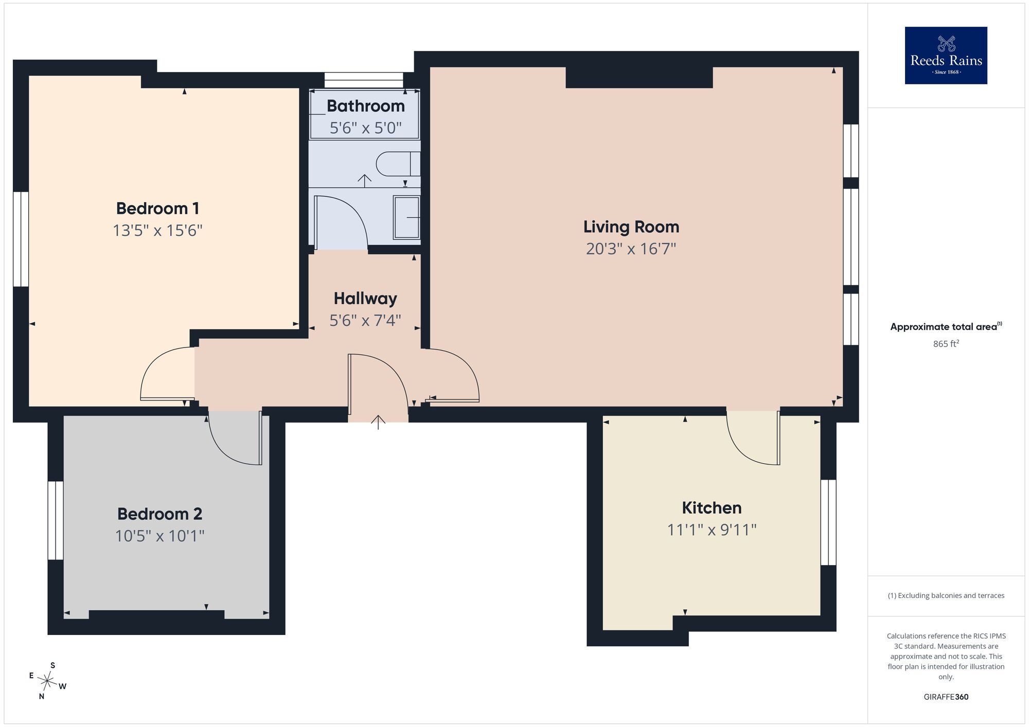 Floorplan of 2 bedroom Flat for sale, Castle Hill Avenue, Folkestone, Kent, CT20