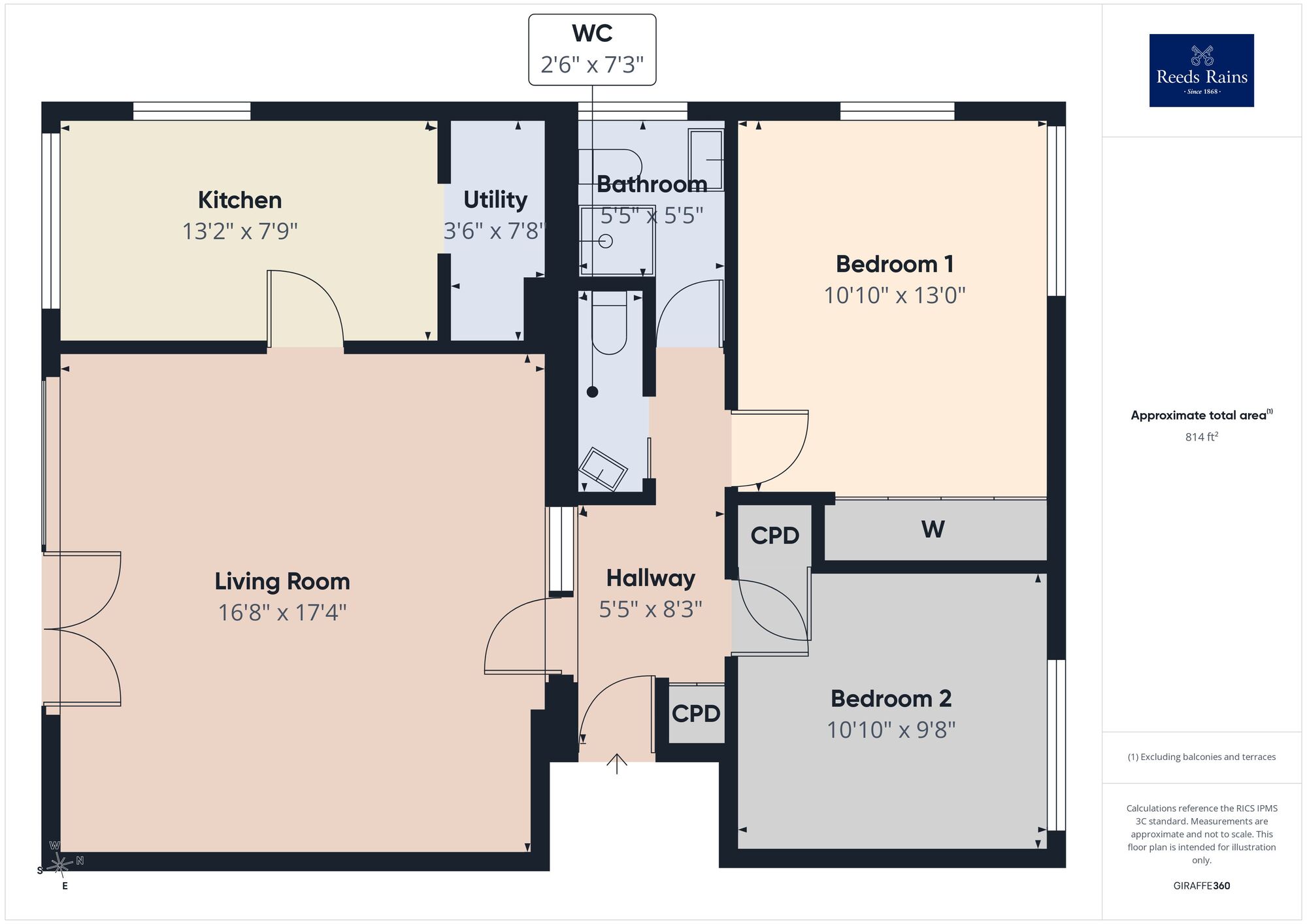 Floorplan of 2 bedroom Flat for sale, Bathurst Road, Folkestone, Kent, CT20