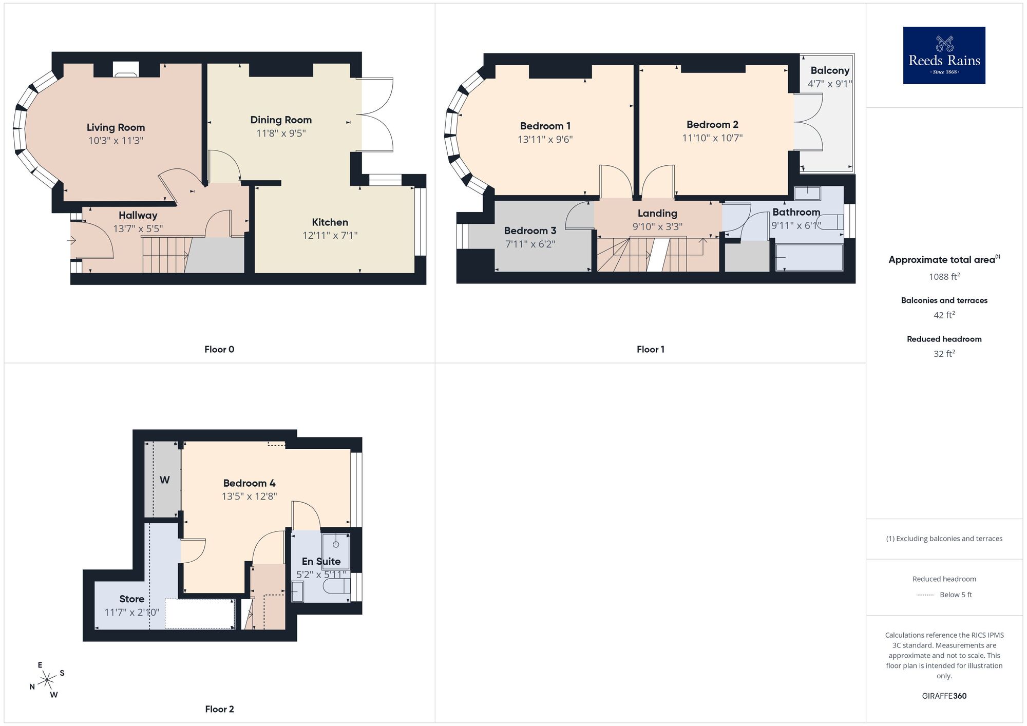 Floorplan of 4 bedroom Mid Terrace House for sale, Hospital Hill, Hythe, Kent, CT21
