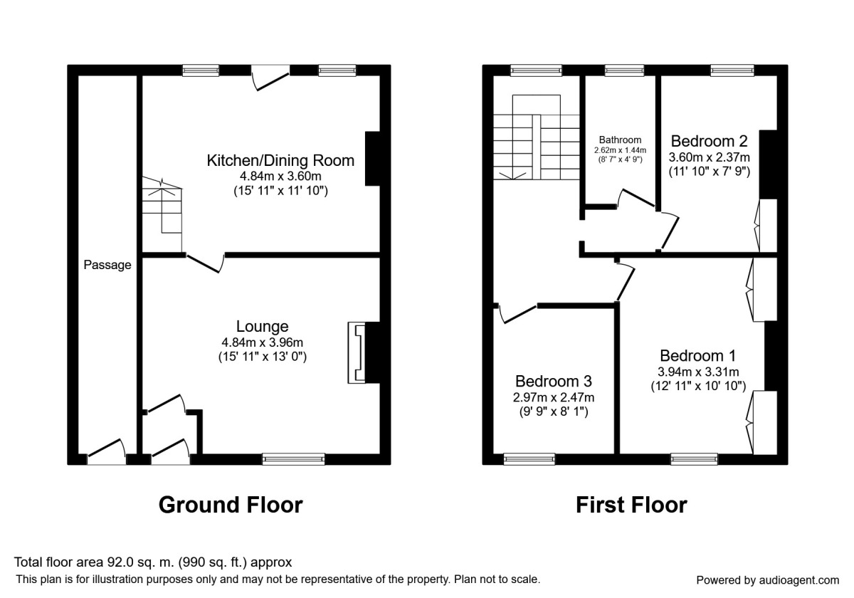Floorplan of 3 bedroom Mid Terrace House to rent, Mersey Street, Longridge, Preston, PR3