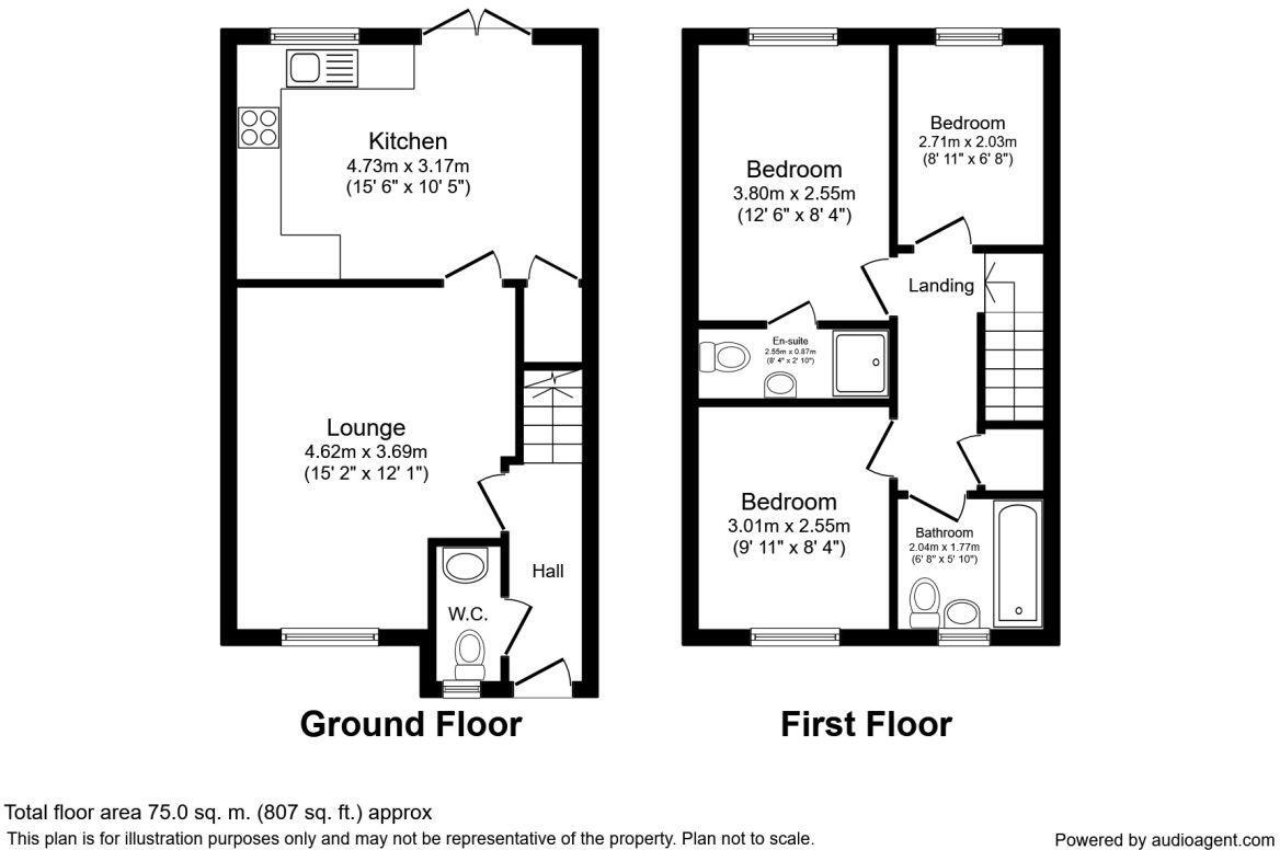 Floorplan of 3 bedroom Semi Detached House to rent, Pincroft Close, Catterall, Preston, PR3