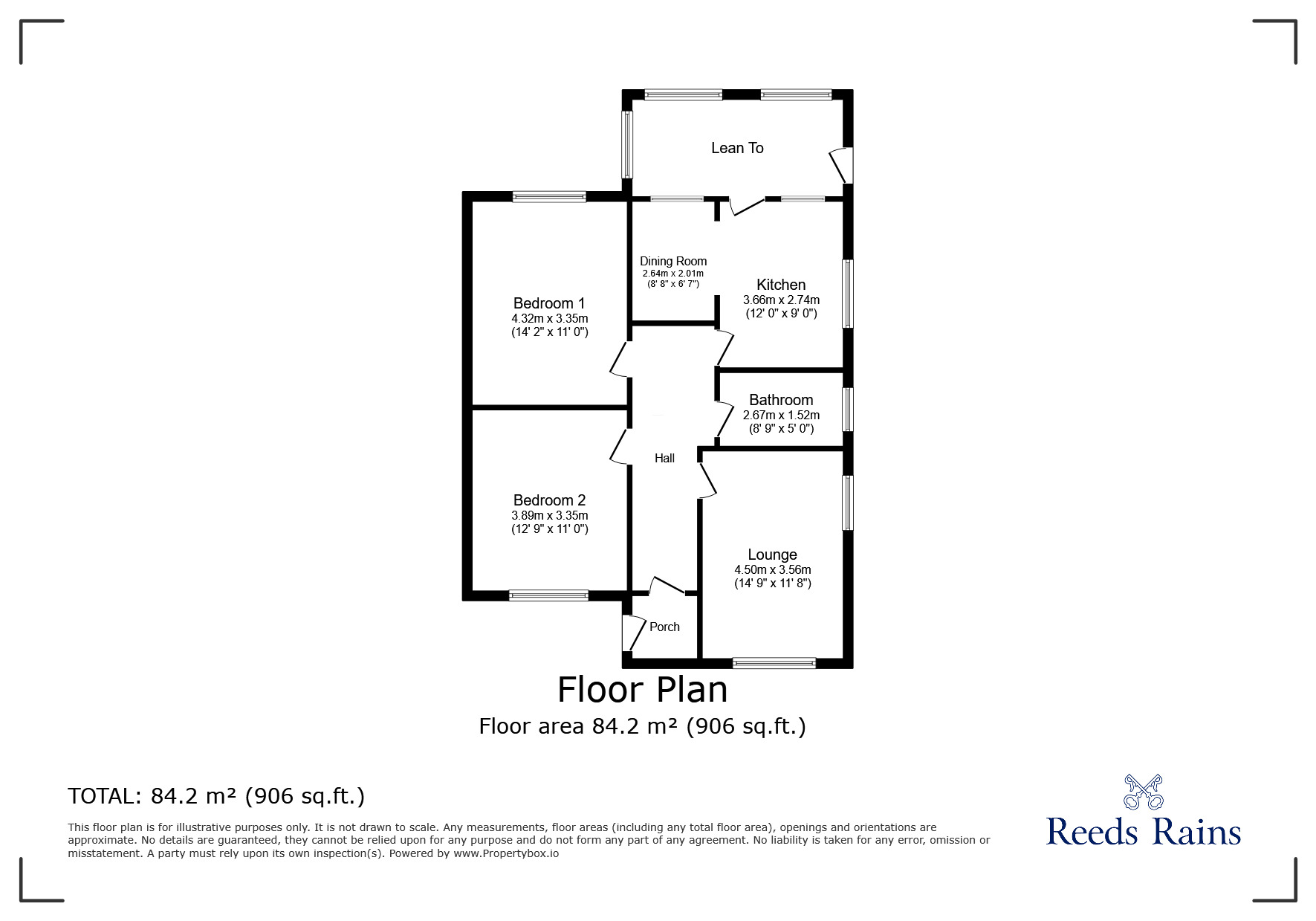 Floorplan of 2 bedroom Semi Detached Bungalow for sale, Garstang Road, Claughton-on-Brock, Lancashire, PR3